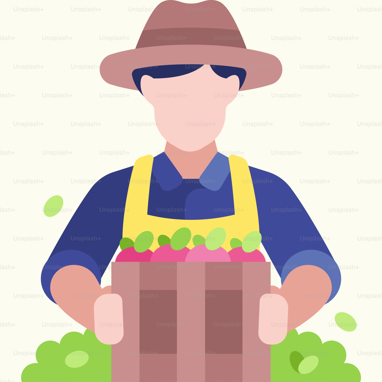 A man in a hat holding a basket of apples