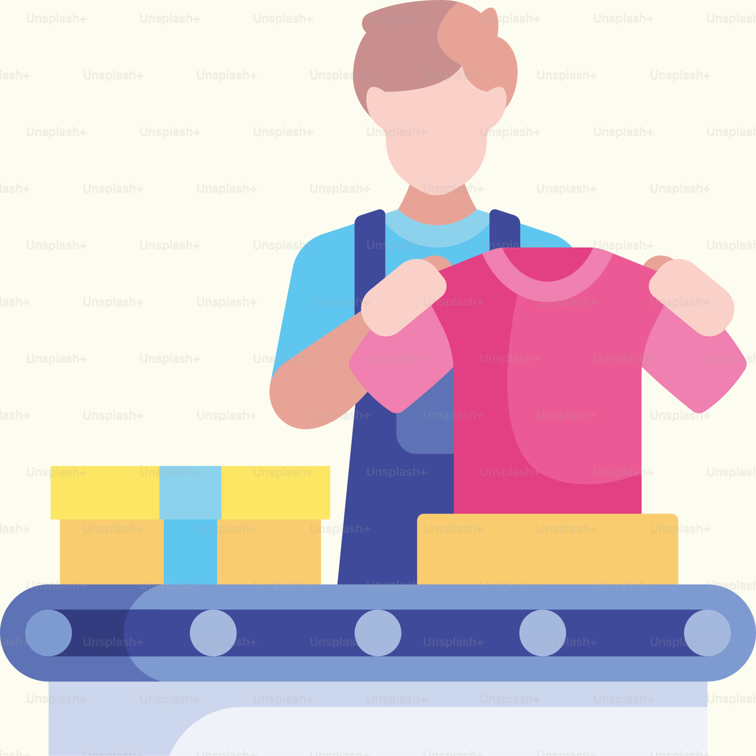 A man standing in front of a table with a shirt on it