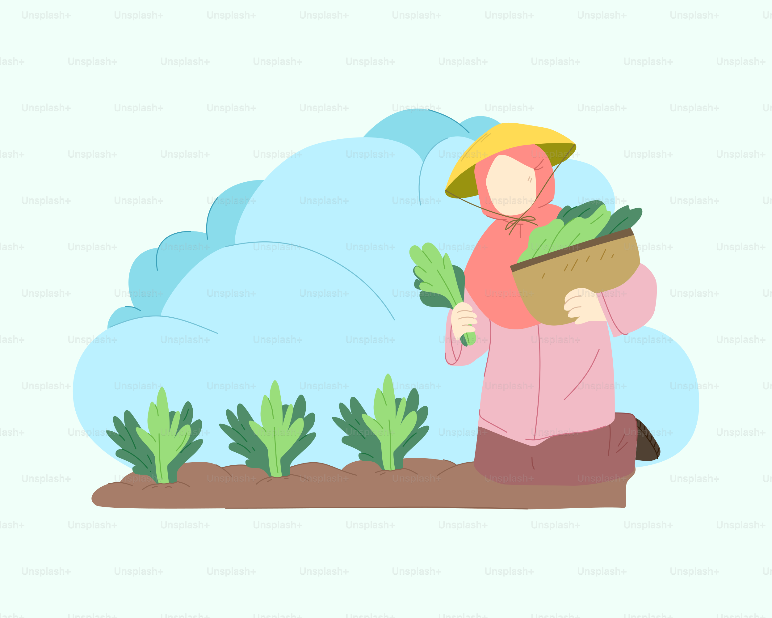 Ein Mann mit einer Kiste voller Salat