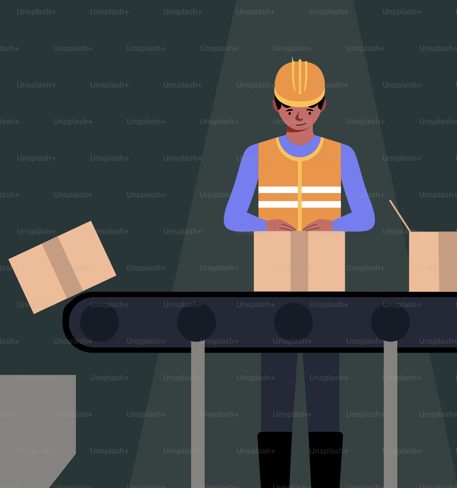 A man standing in front of a table with boxes on it