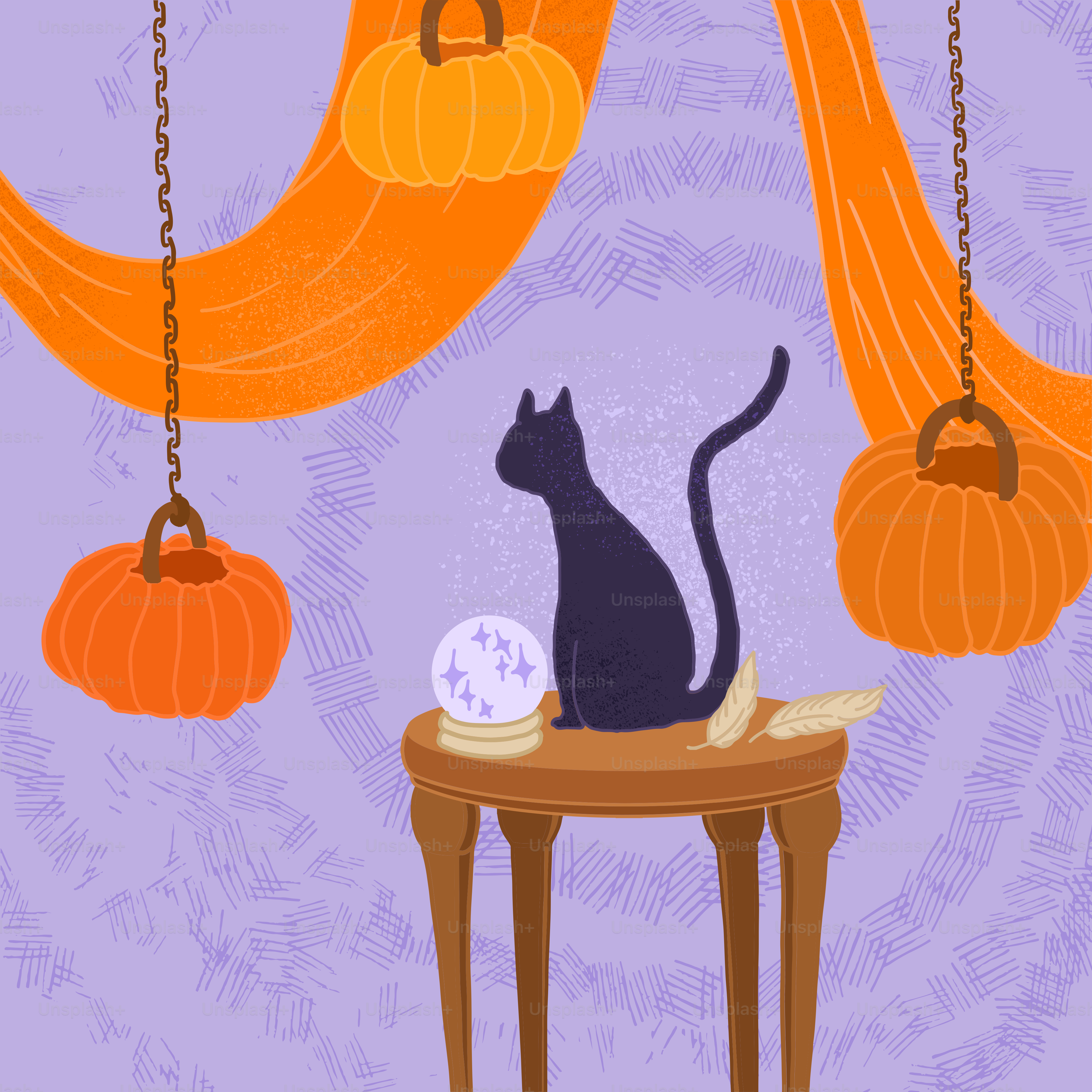 A cat is sitting on a table with a clock