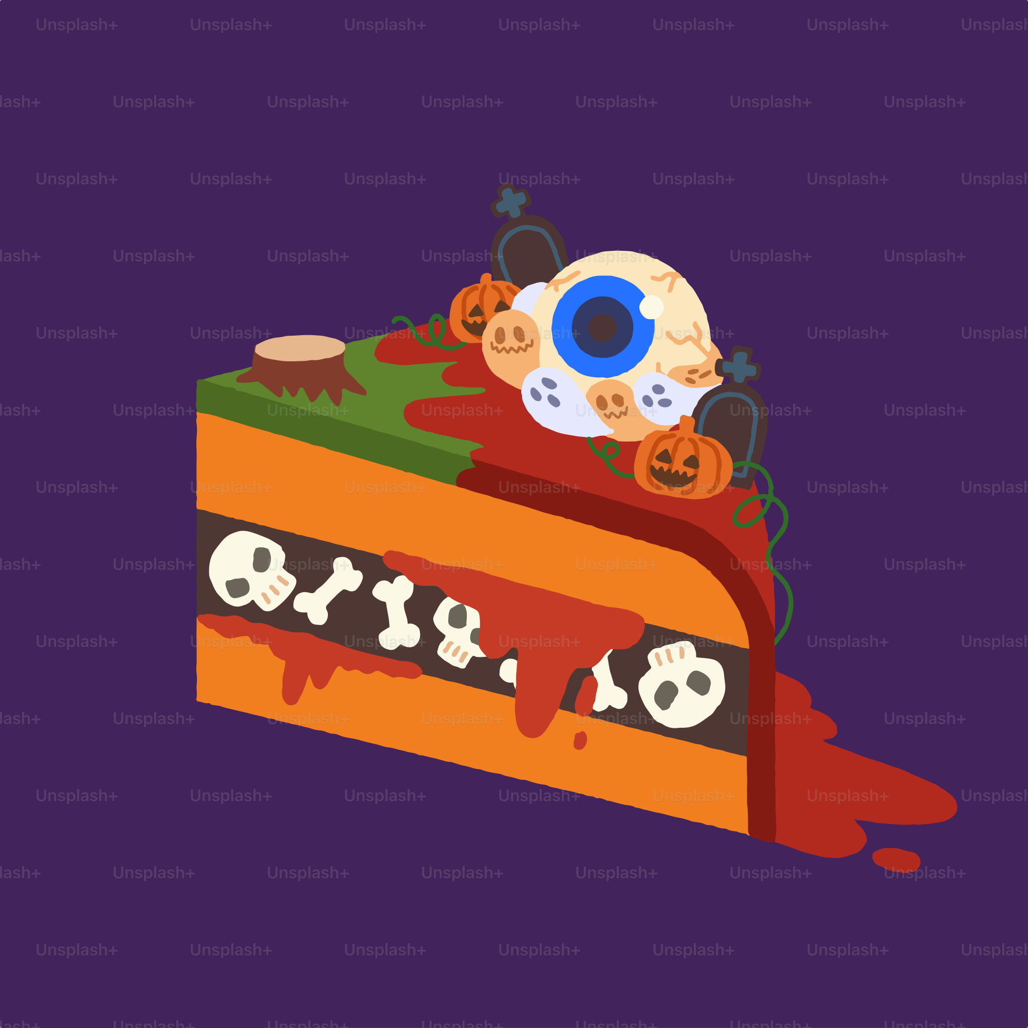 A piece of cake with a skull on top of it