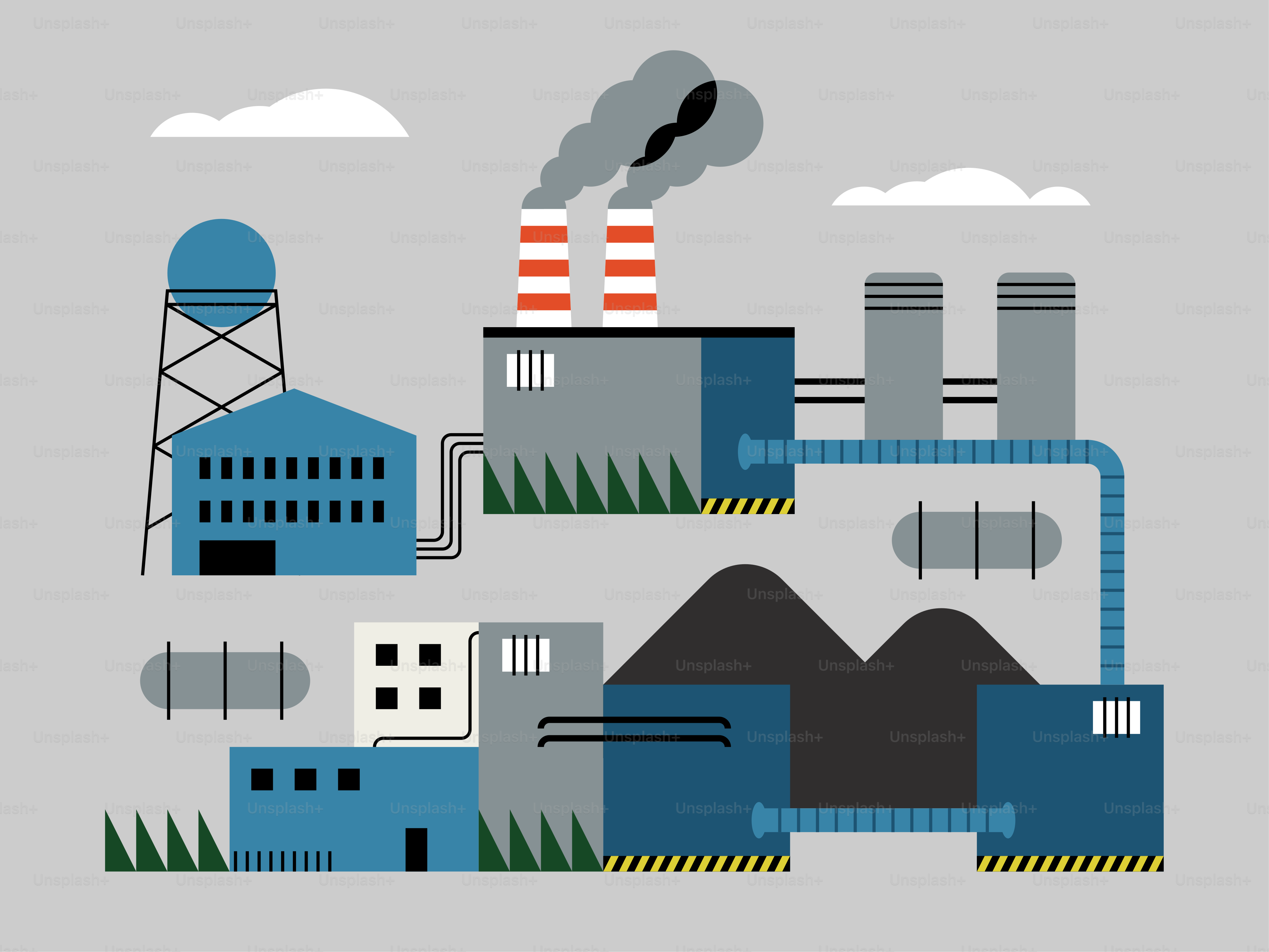 A picture of a factory with smoke coming out of it