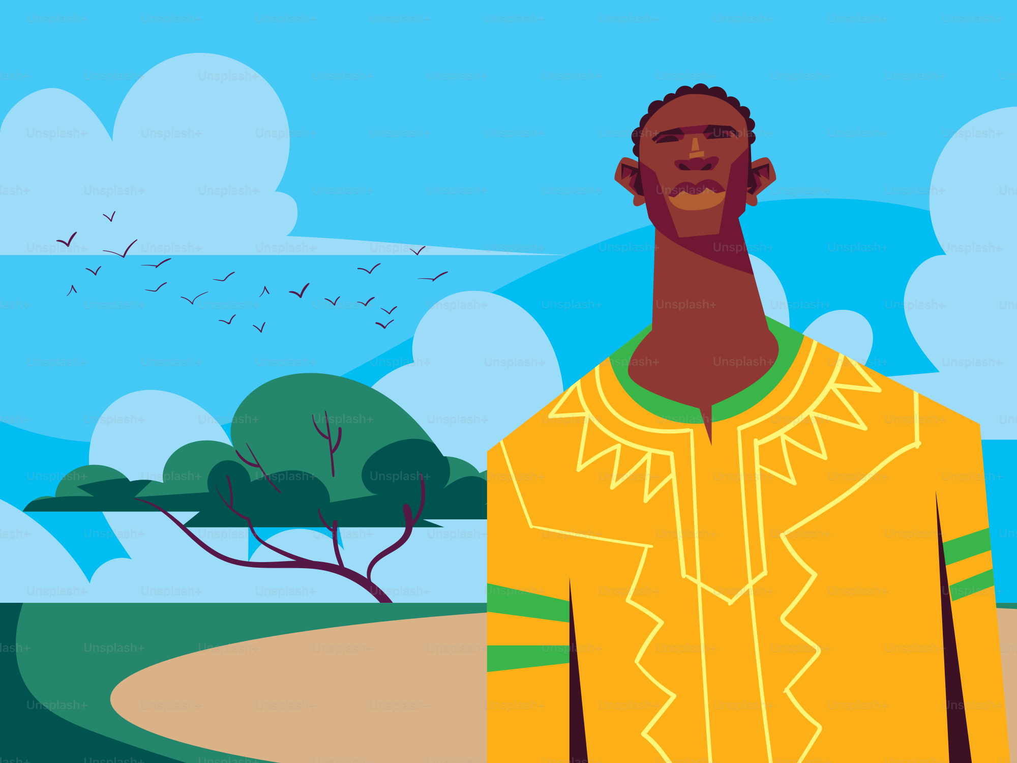 A man in a yellow shirt standing in a field