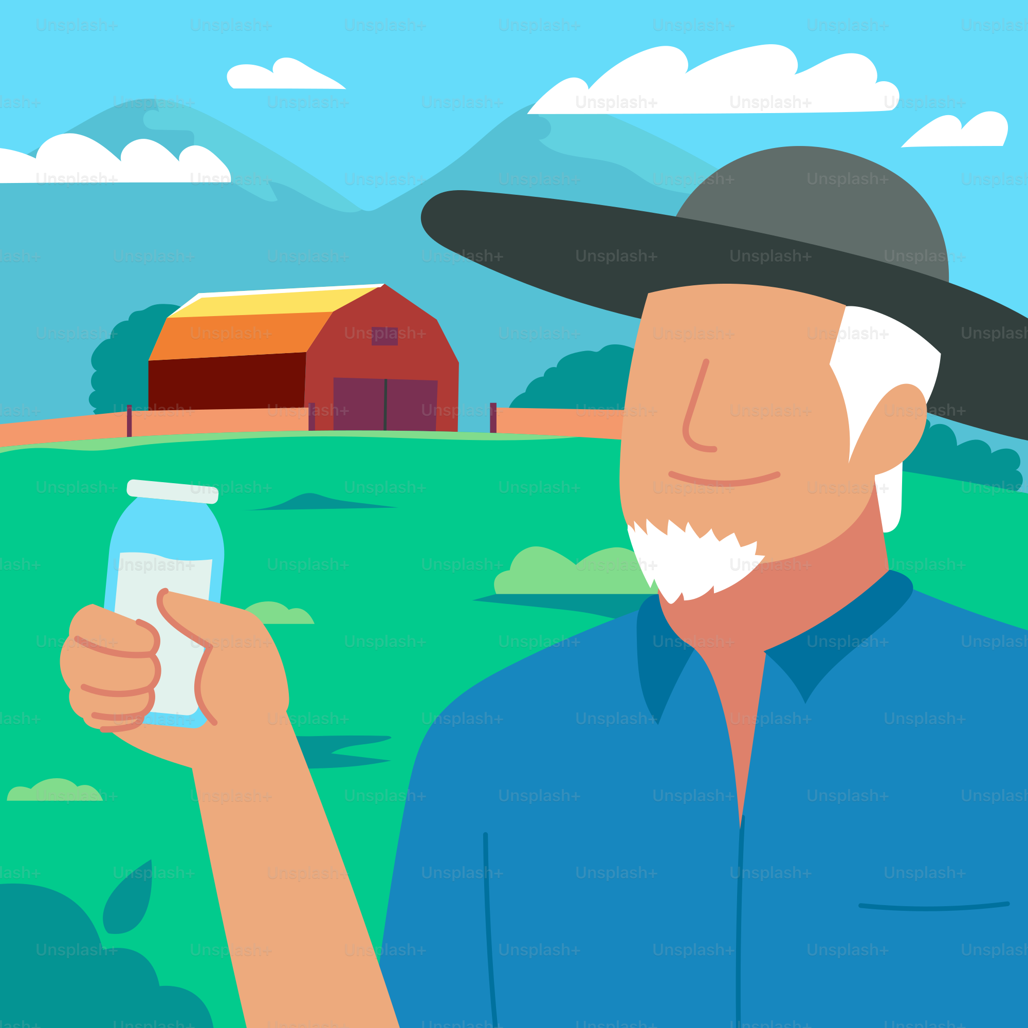 A man in a cowboy hat holding a bottle of milk