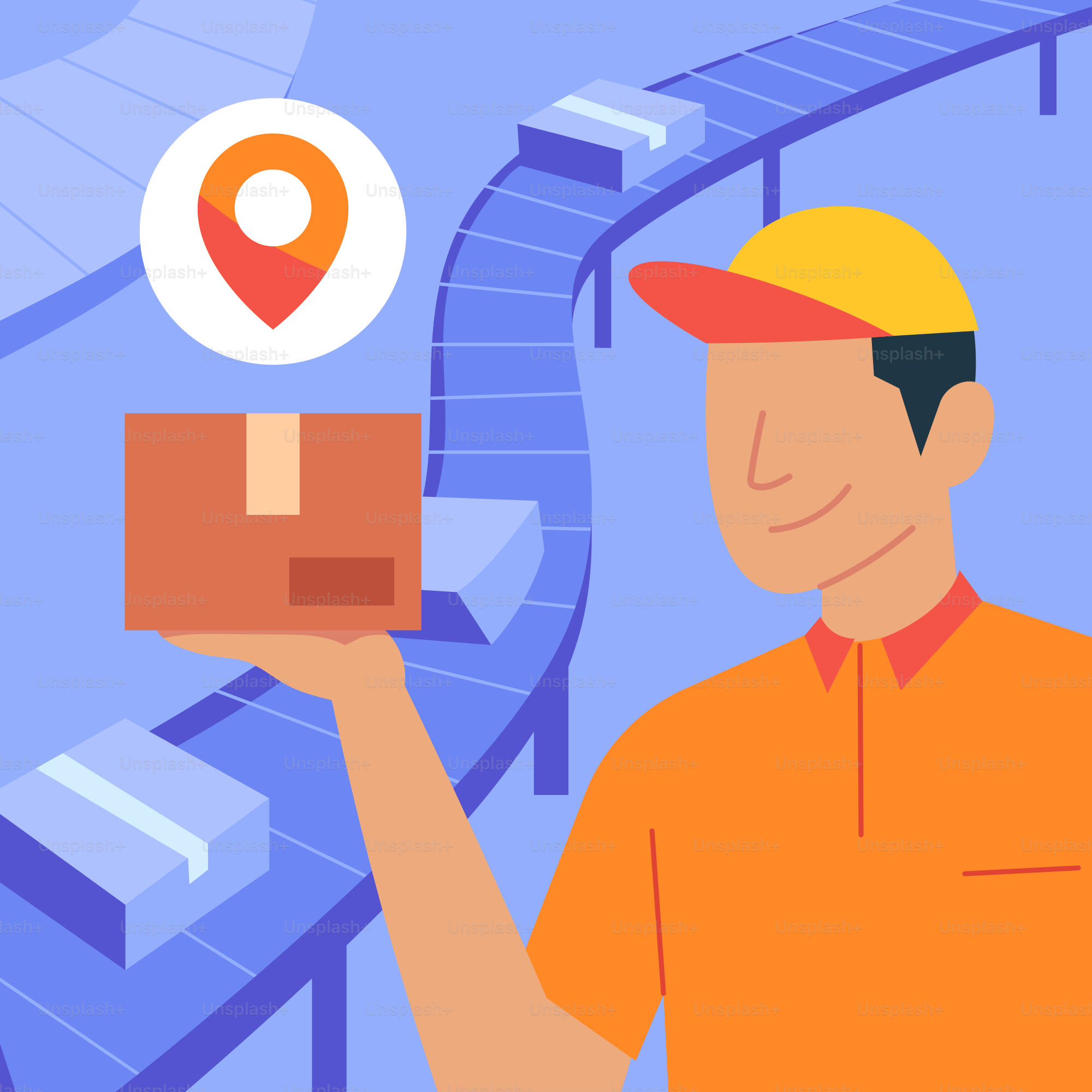 Ein Mann hält eine Kiste mit einer Ortungsnadel darauf