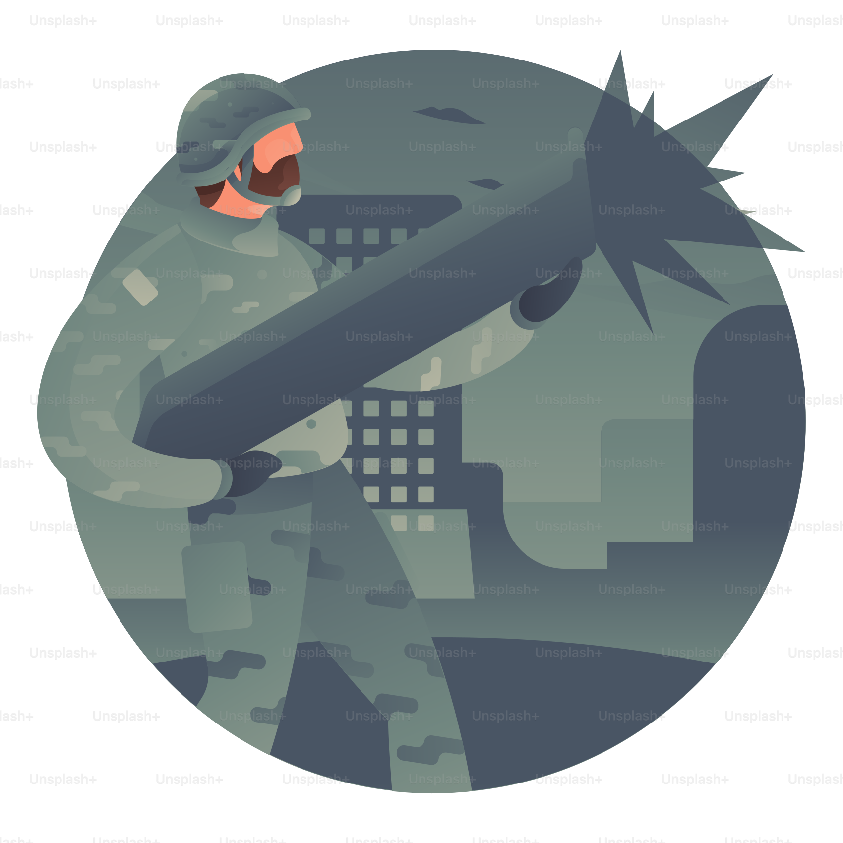 A man holding a large object in his hands