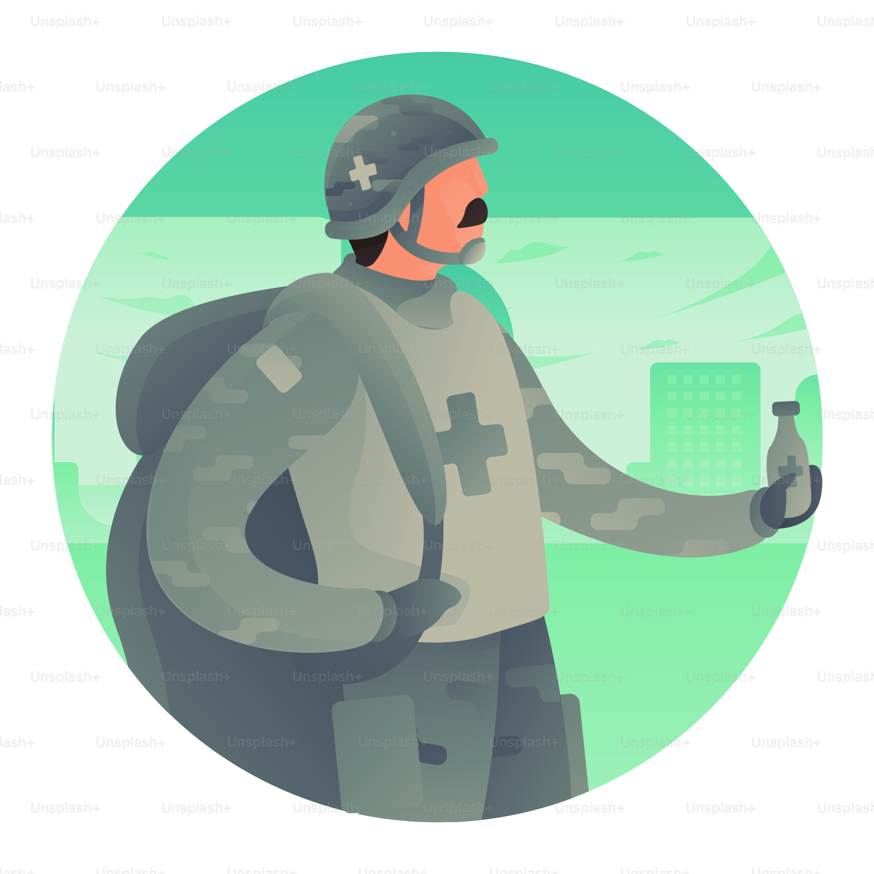 A man wearing a helmet and carrying a backpack