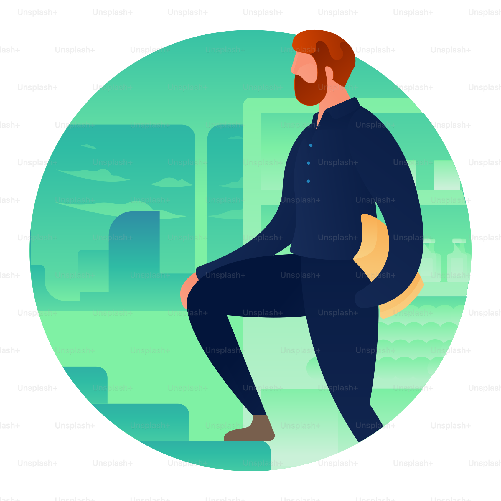 A man sitting on a stool with his legs crossed
