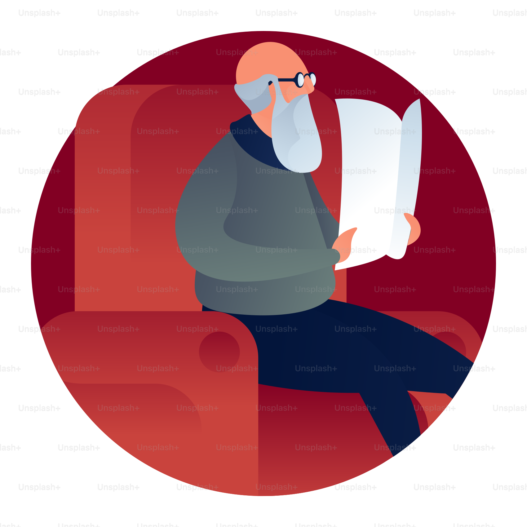 Ein Mann, der auf einem Stuhl sitzt und ein Buch liest