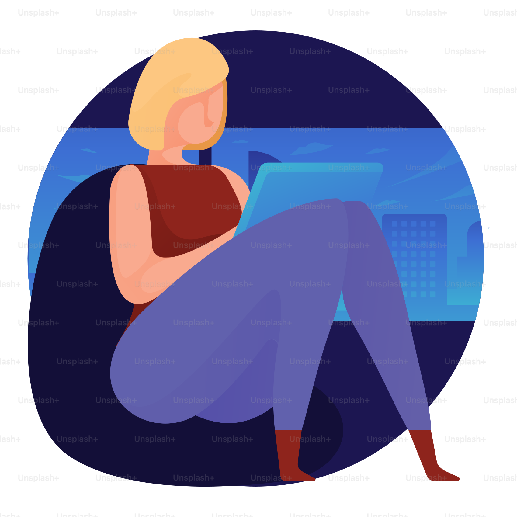 Una mujer sentada en un sofá con las piernas cruzadas