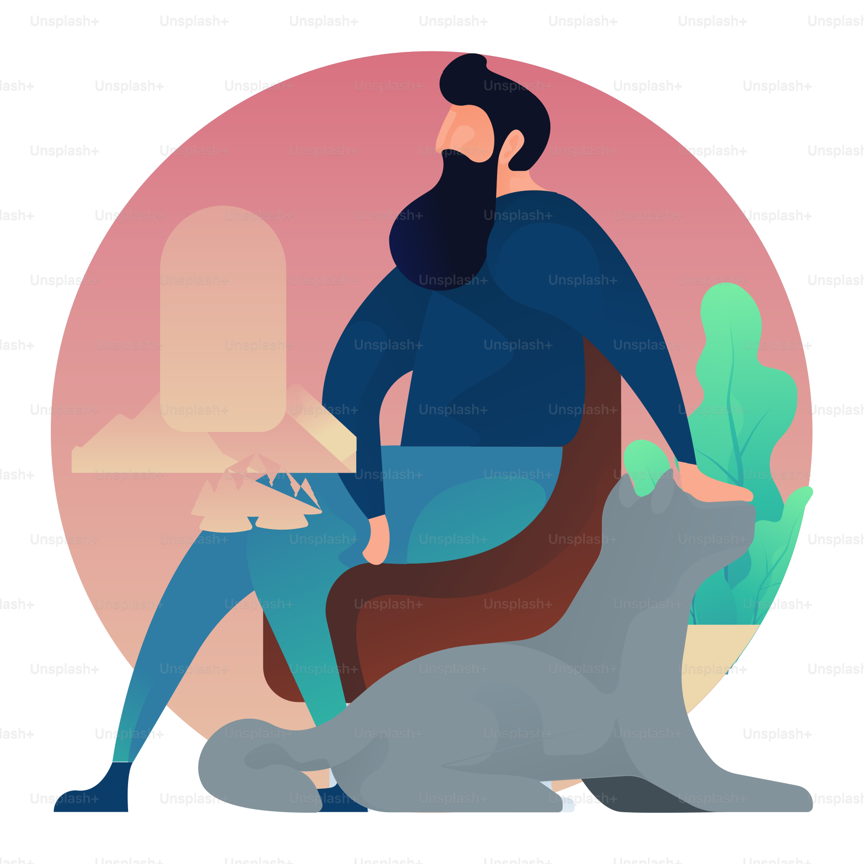 A man sitting on top of a cat next to another cat