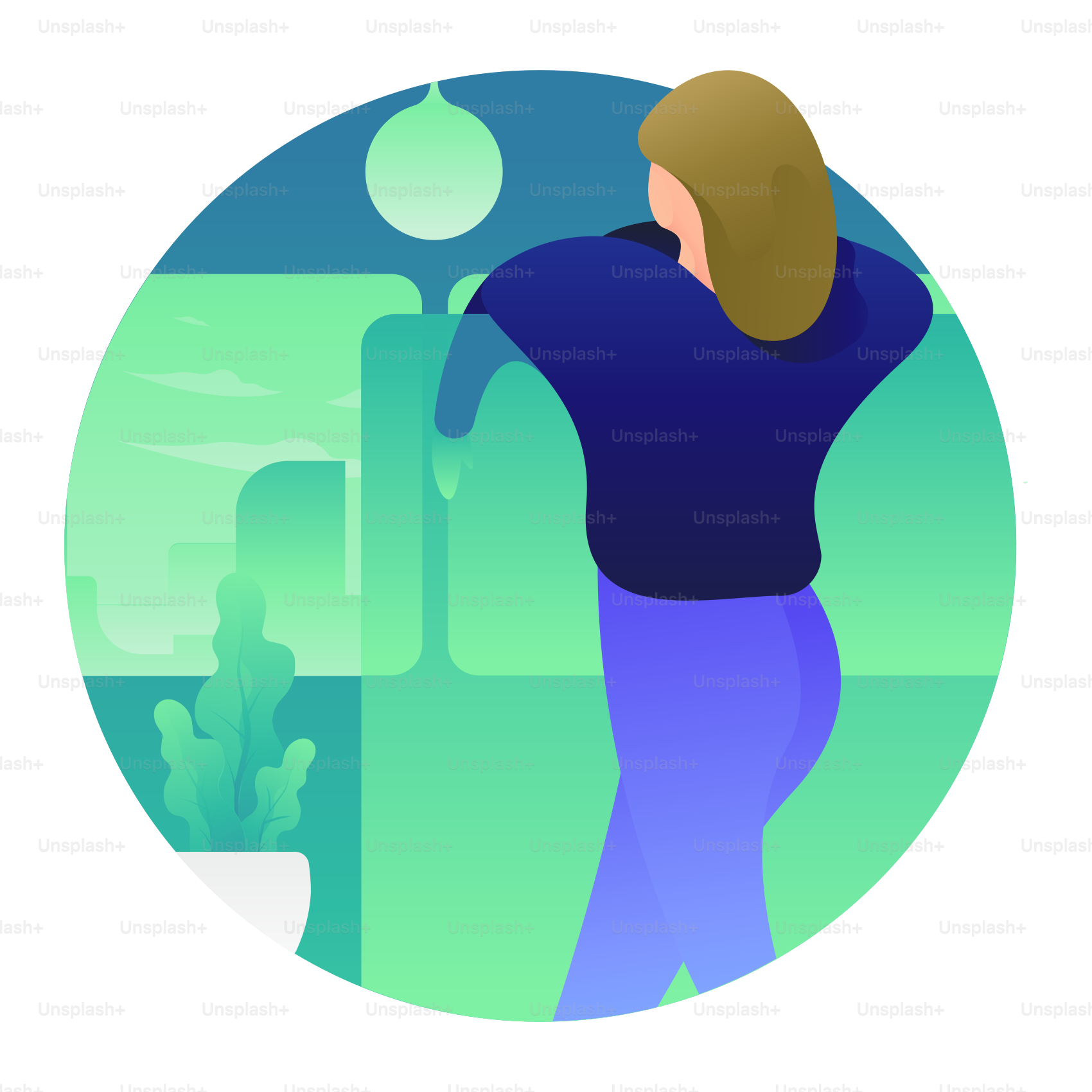 A person standing in front of a window