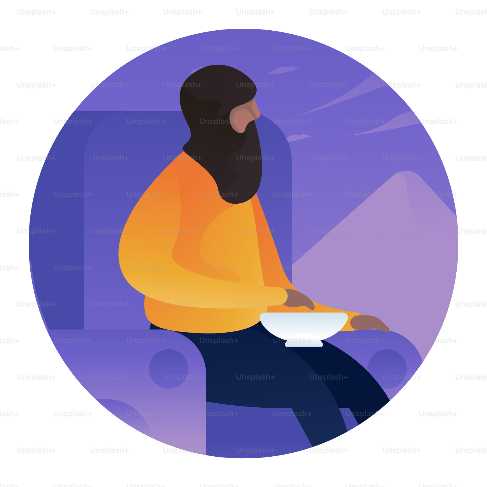 A man sitting in a chair with a bowl in his lap