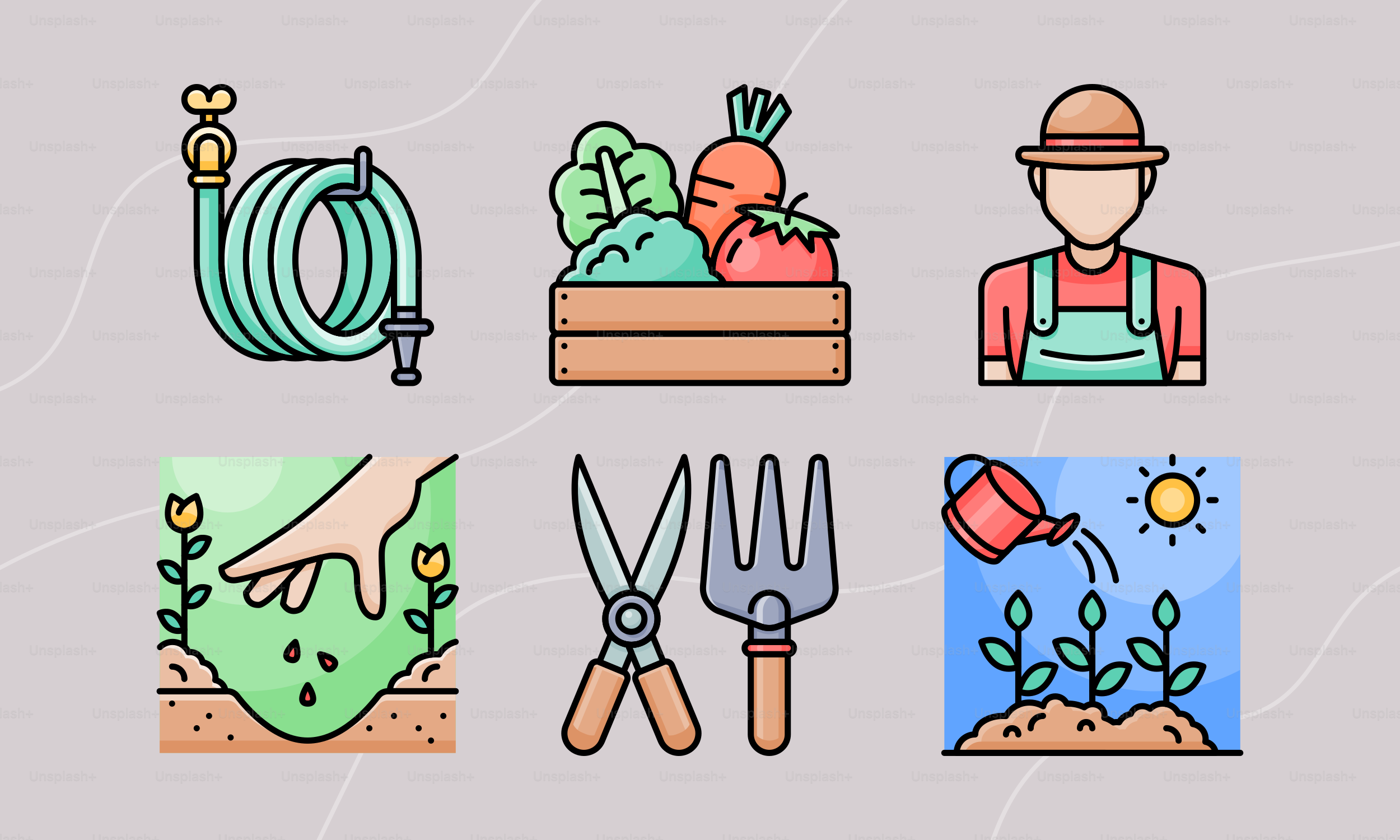 A bunch of different items that are on a gray background