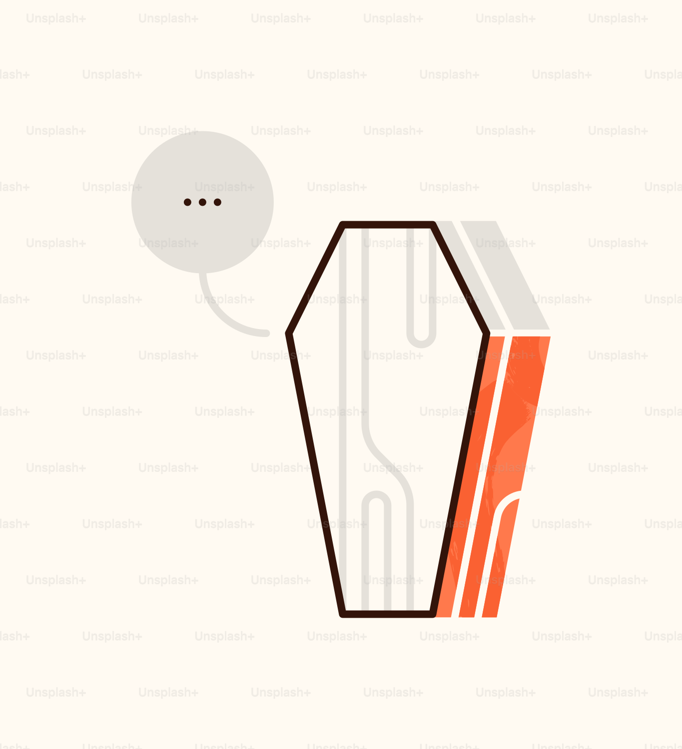 An orange and white object with a speech bubble