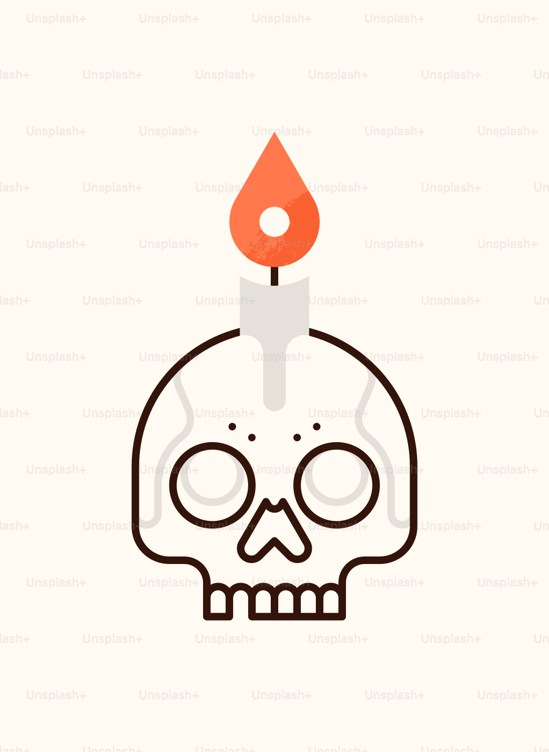 A skull with a candle on top of it