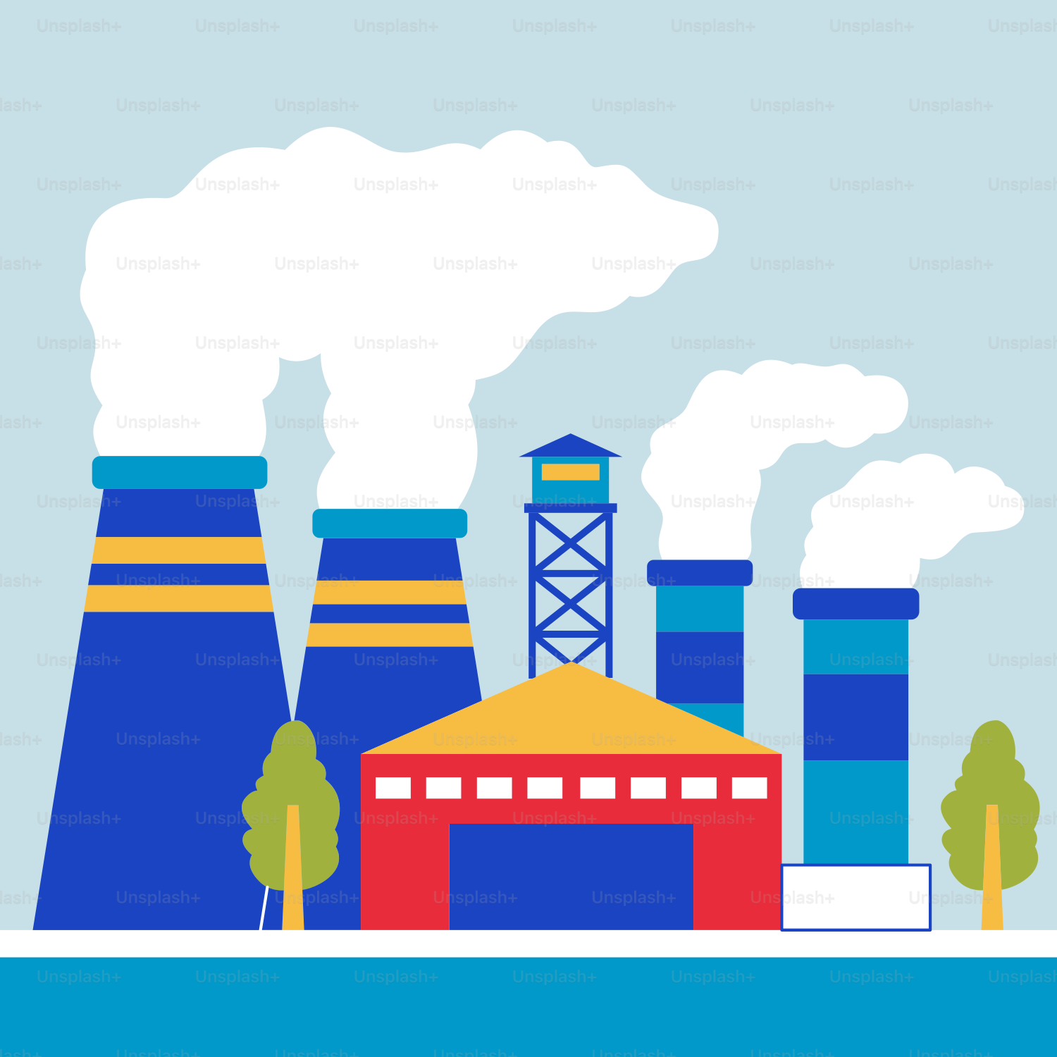 煙が立ち上る工場