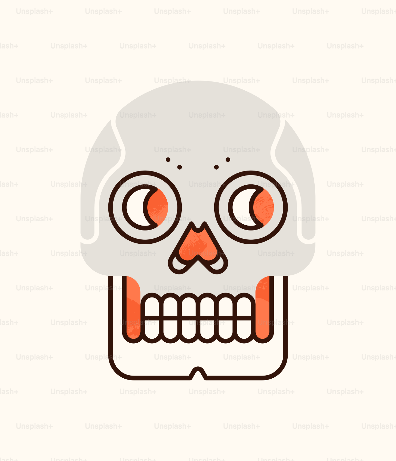 A skull with two eyes and a nose