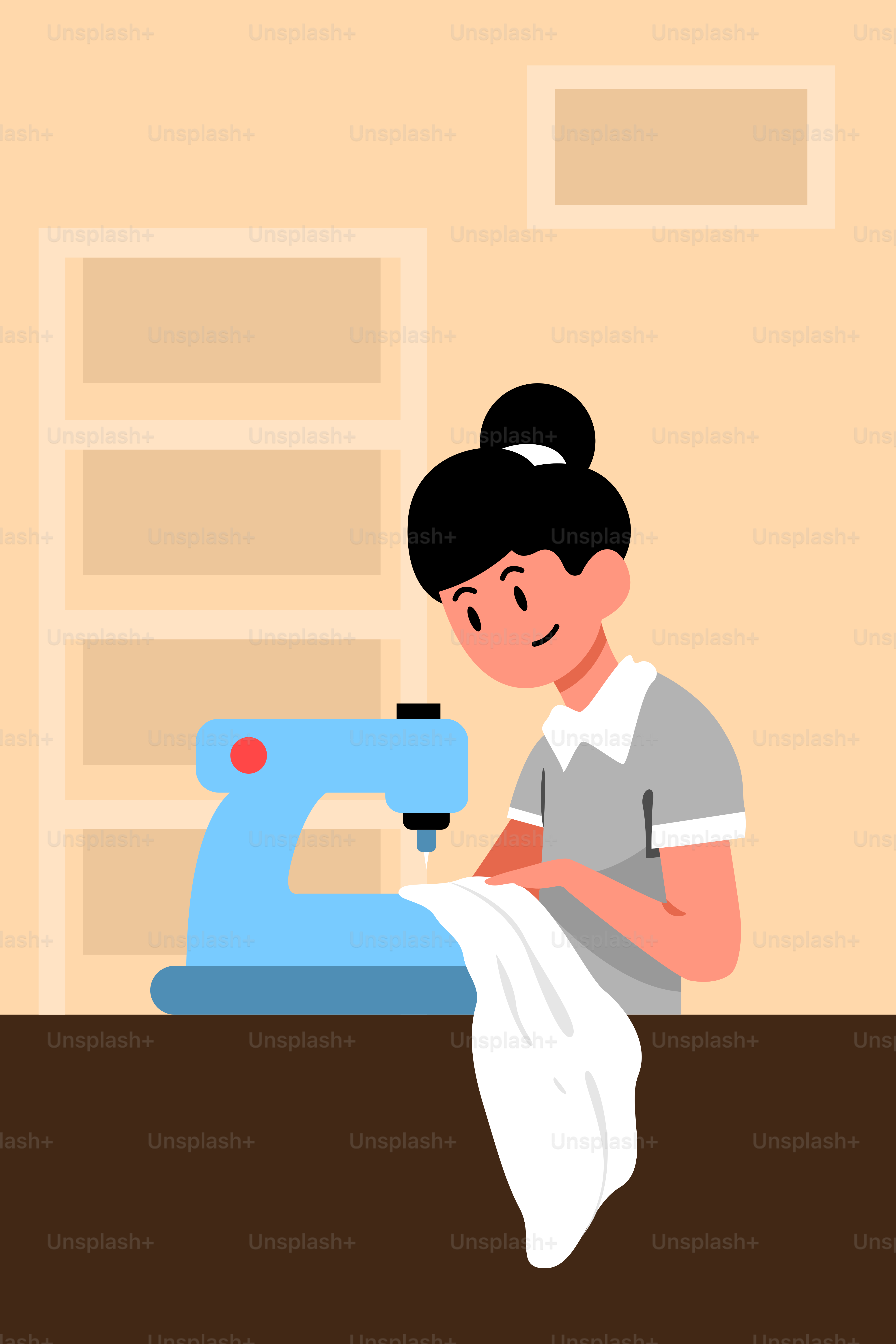 Una mujer usando una máquina de coser ropa