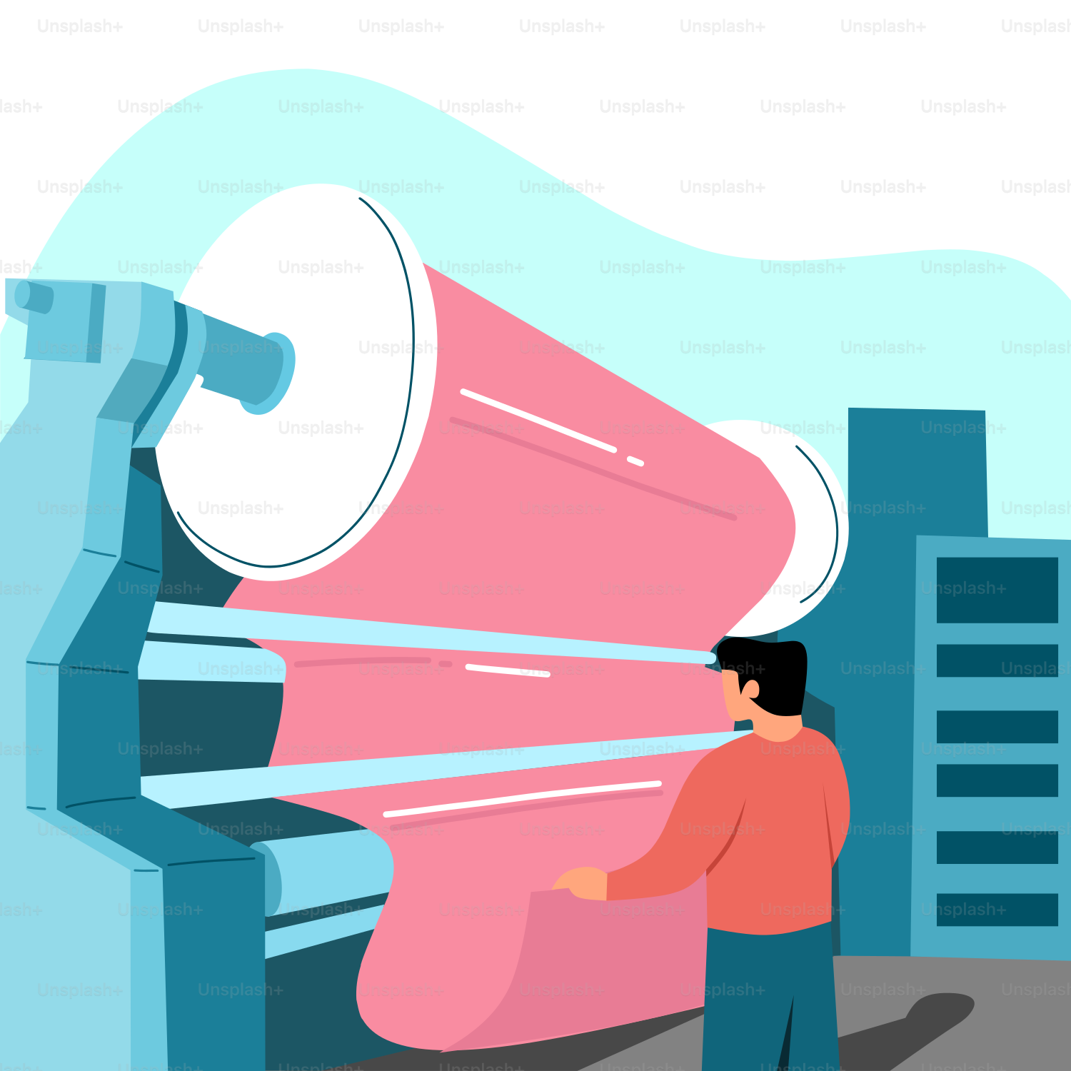 A man standing next to a giant pink object