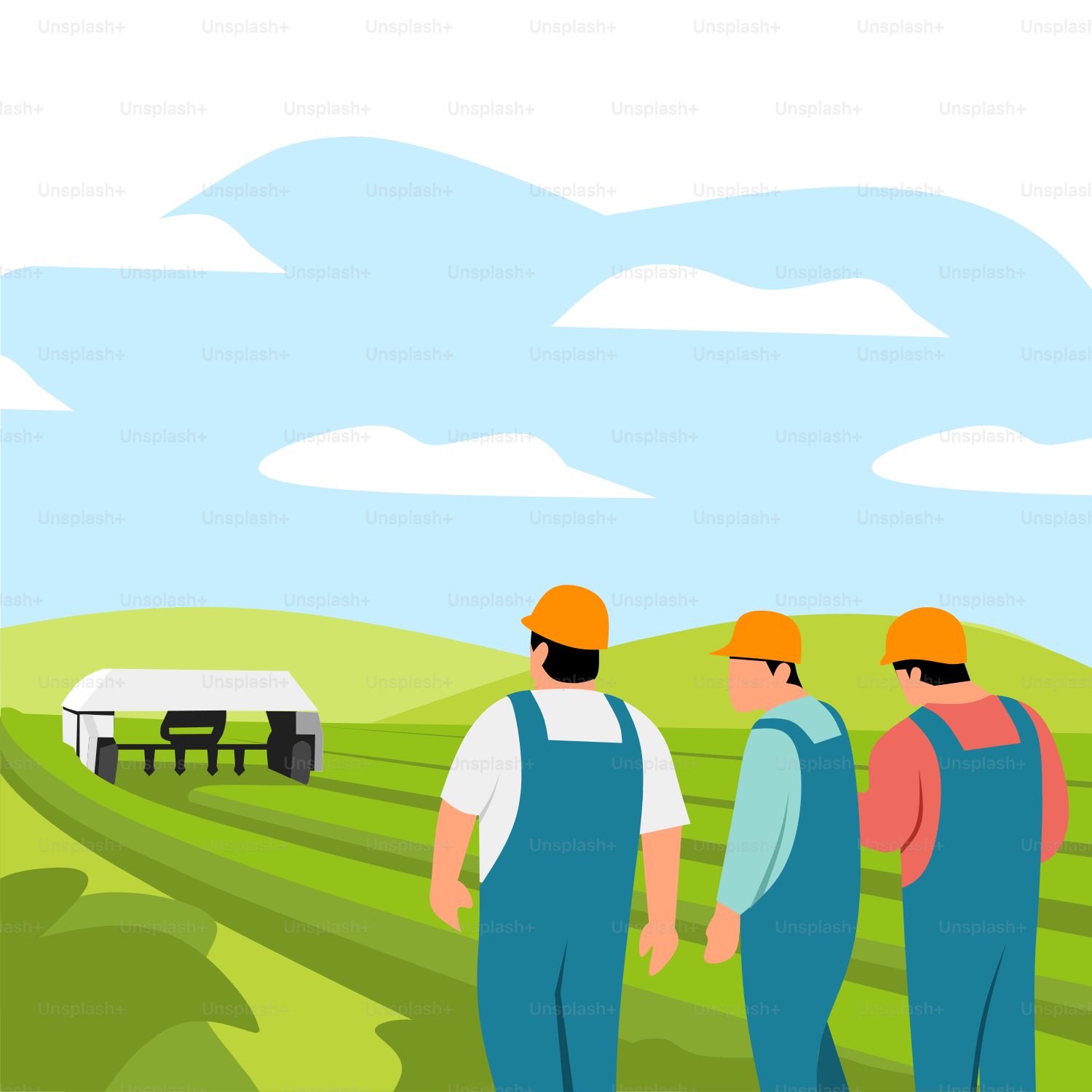 A group of men standing on top of a lush green field