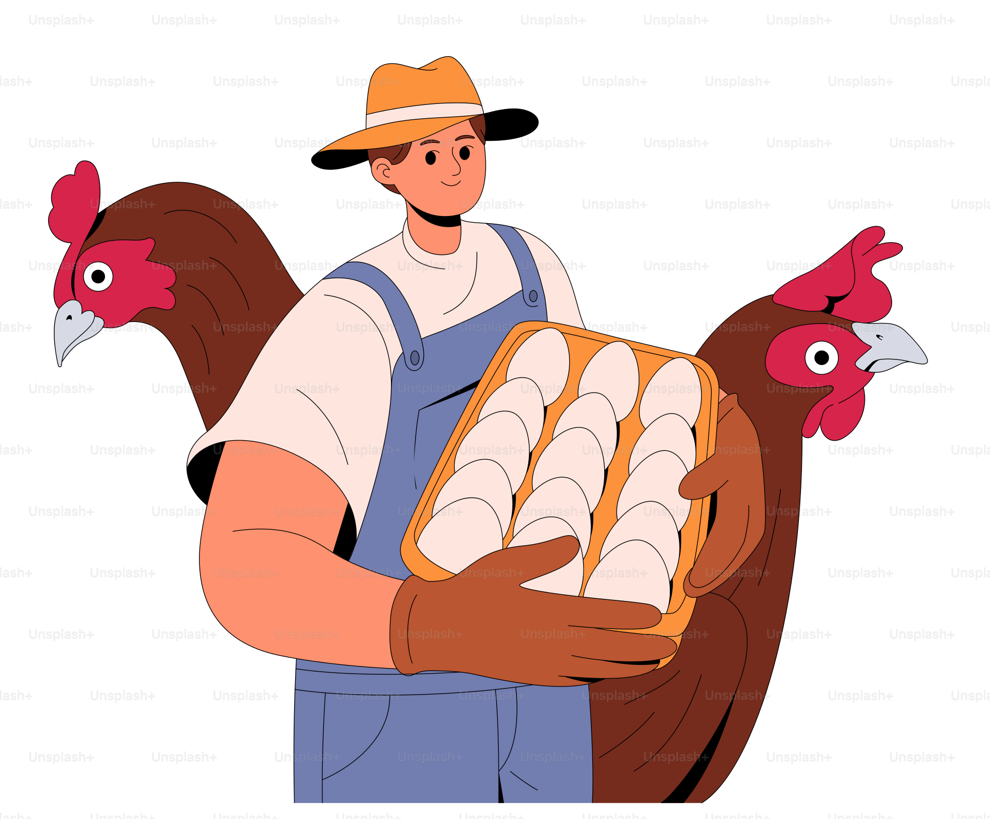 Un hombre con una gallina y pan en las manos