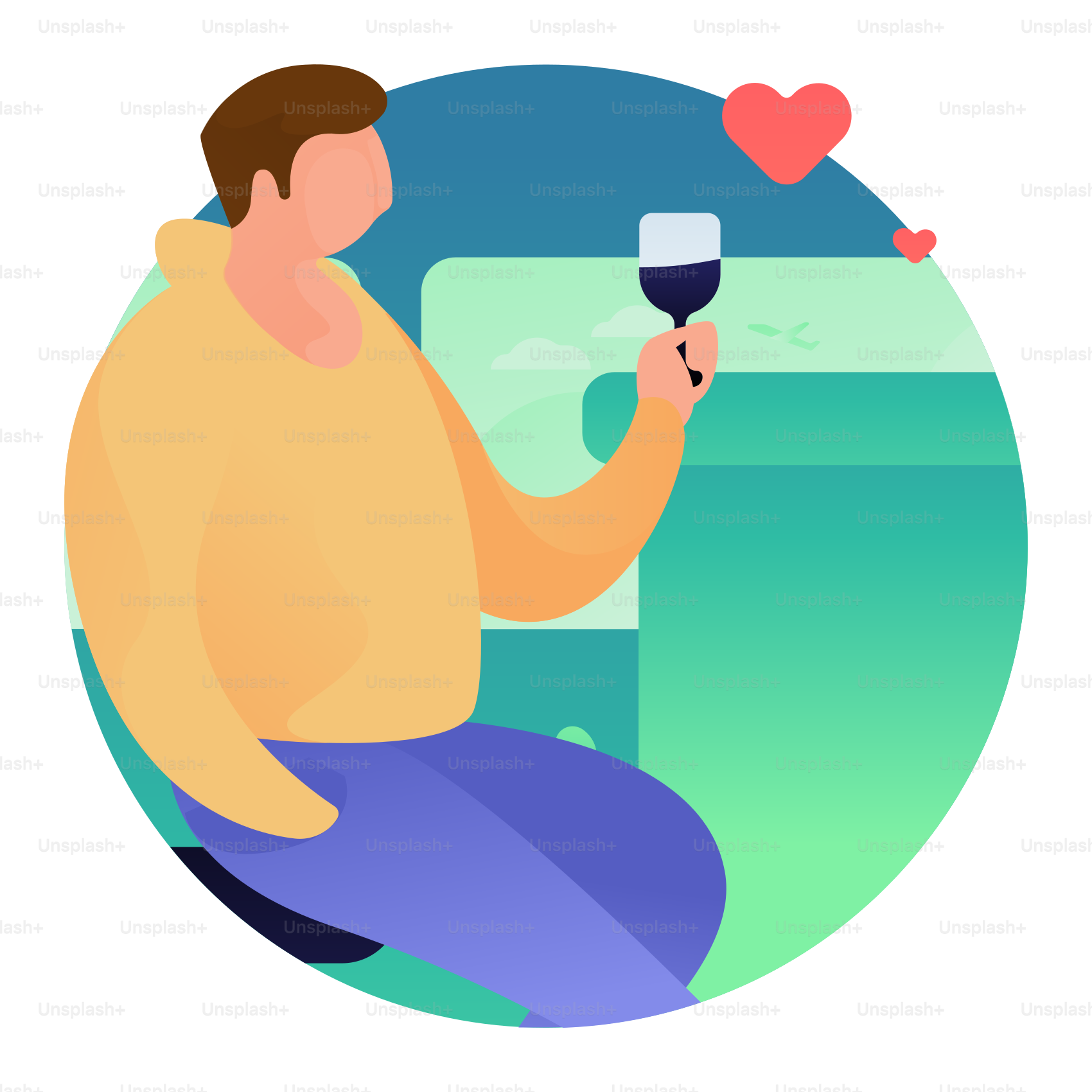 手にワイングラスを持つ男