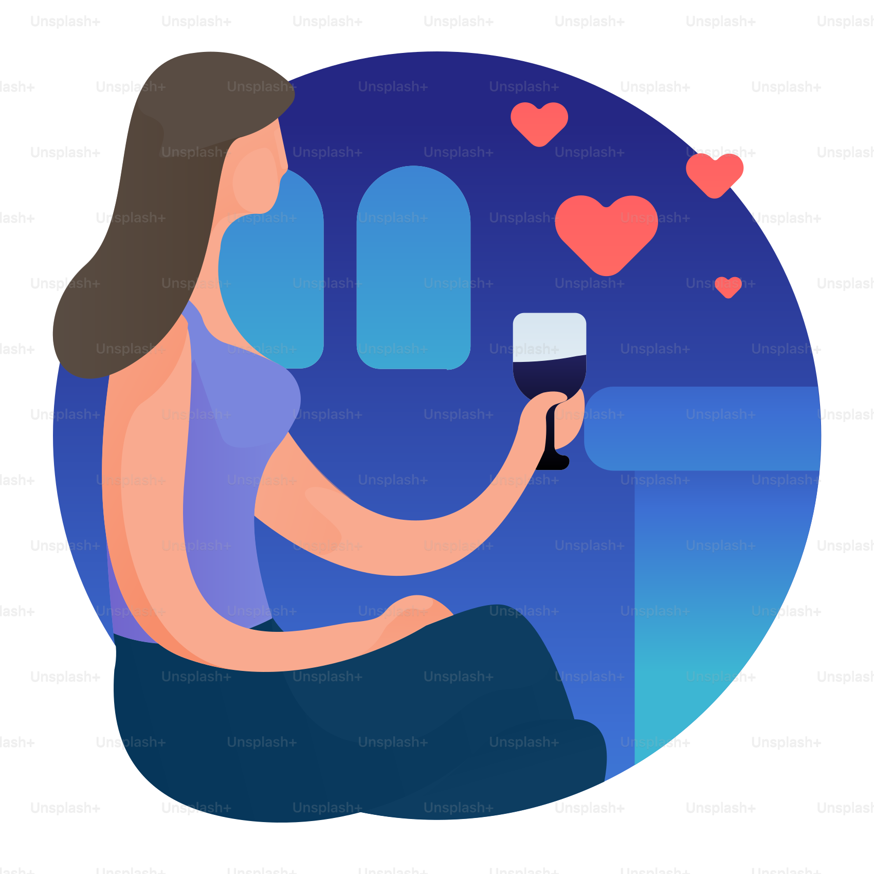 Una mujer sentada en un sofá con un smartphone