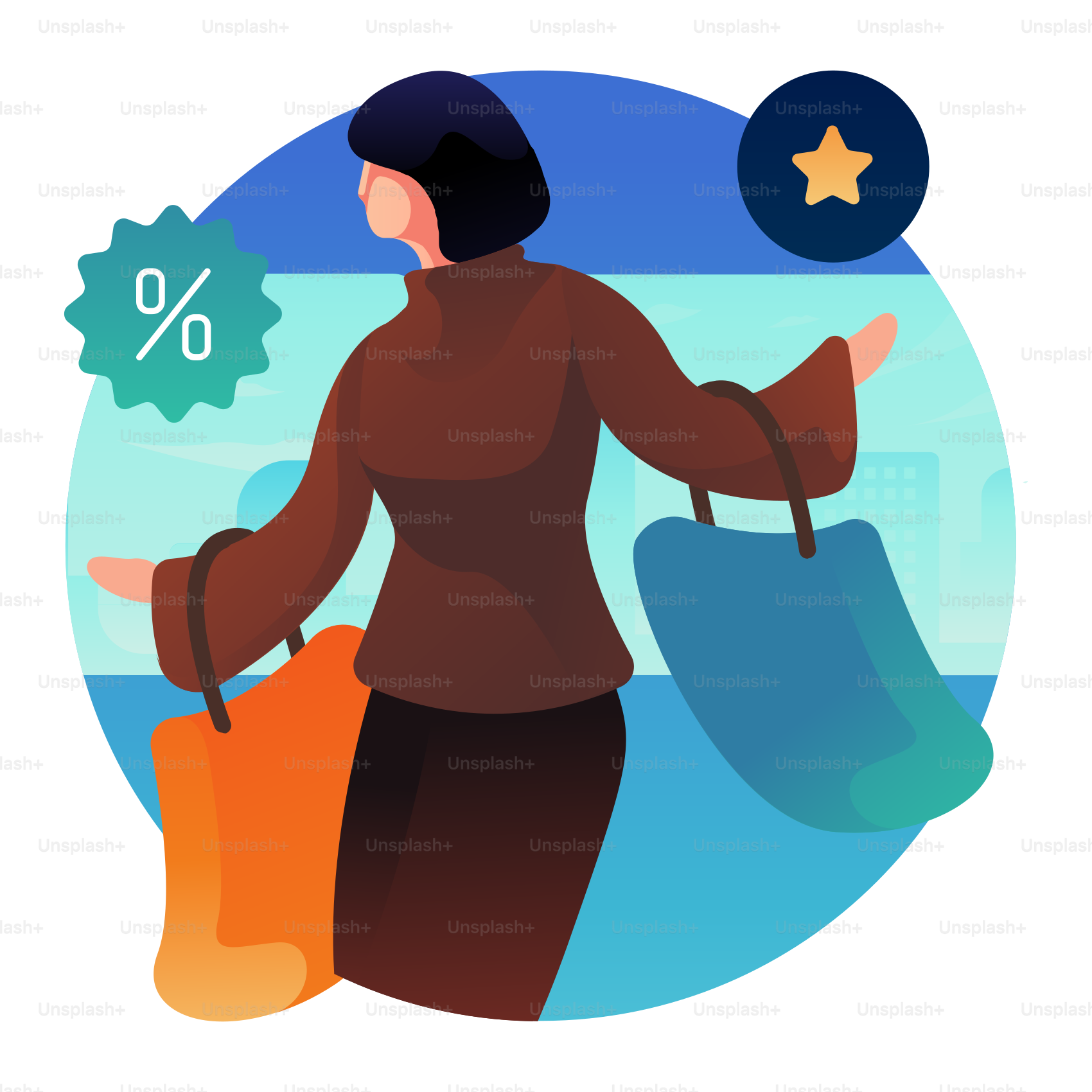 A woman carrying shopping bags and a shopping bag