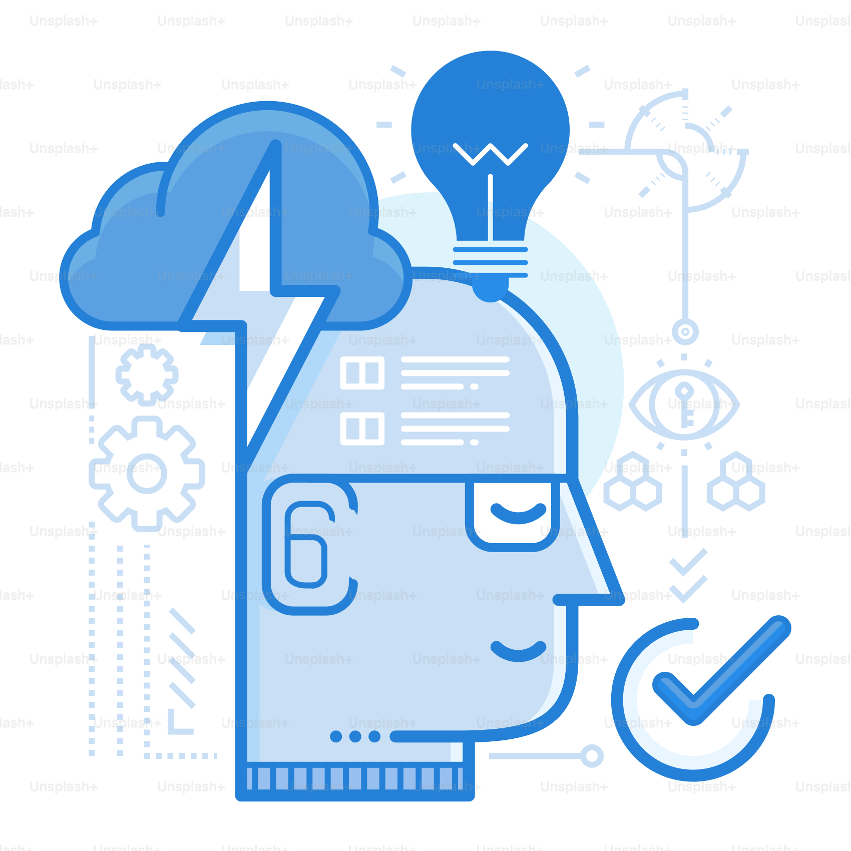 A man with a light bulb above his head