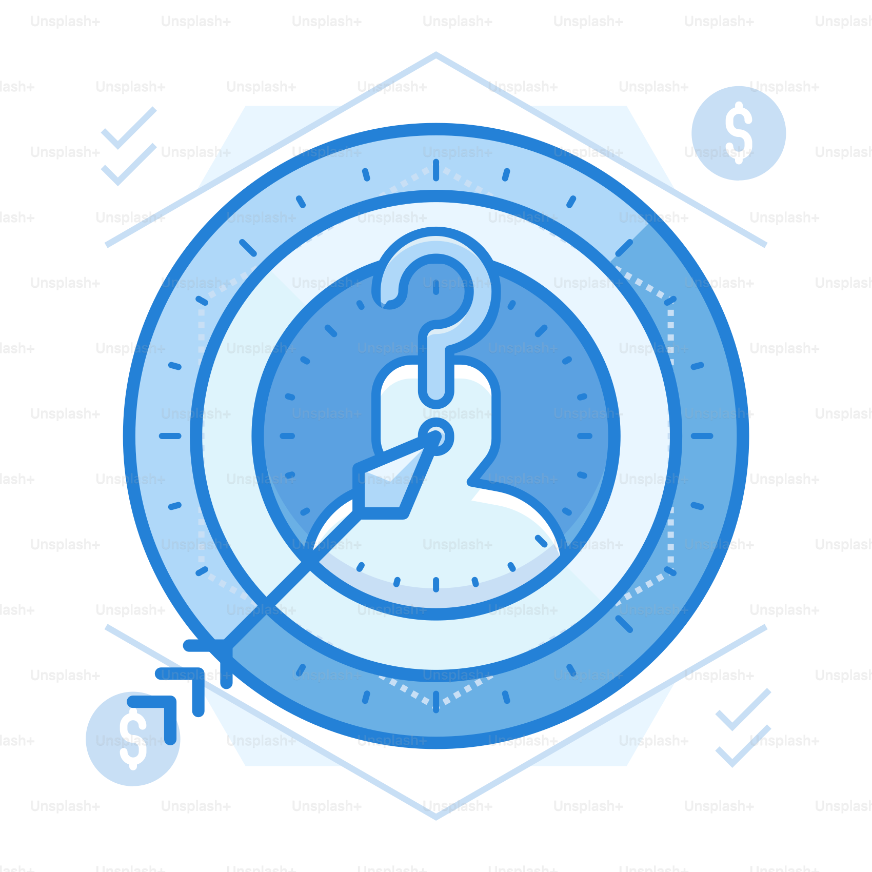 A clock with a question mark in the middle of it