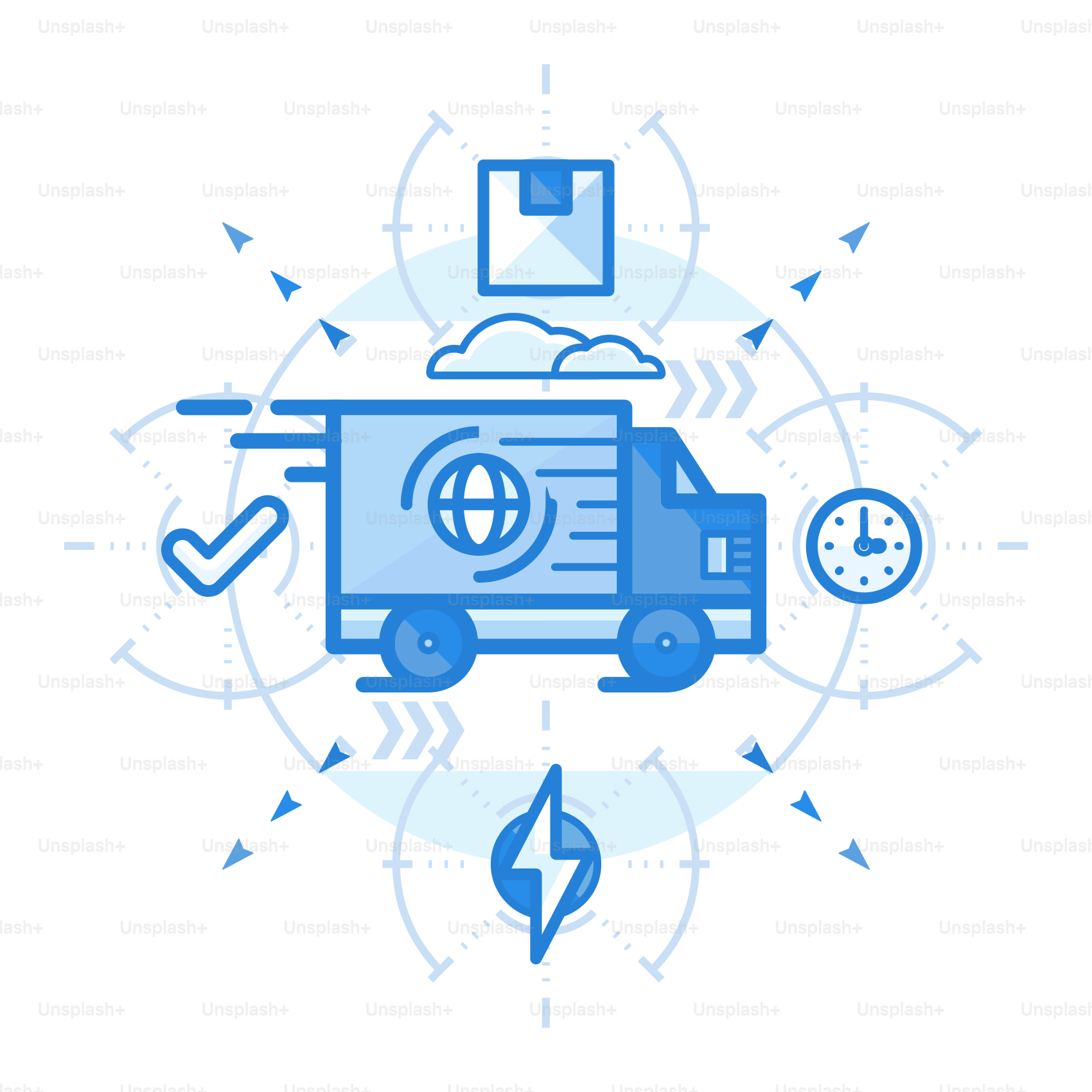 Ein Lastwagen mit einer Uhr auf der Rückseite