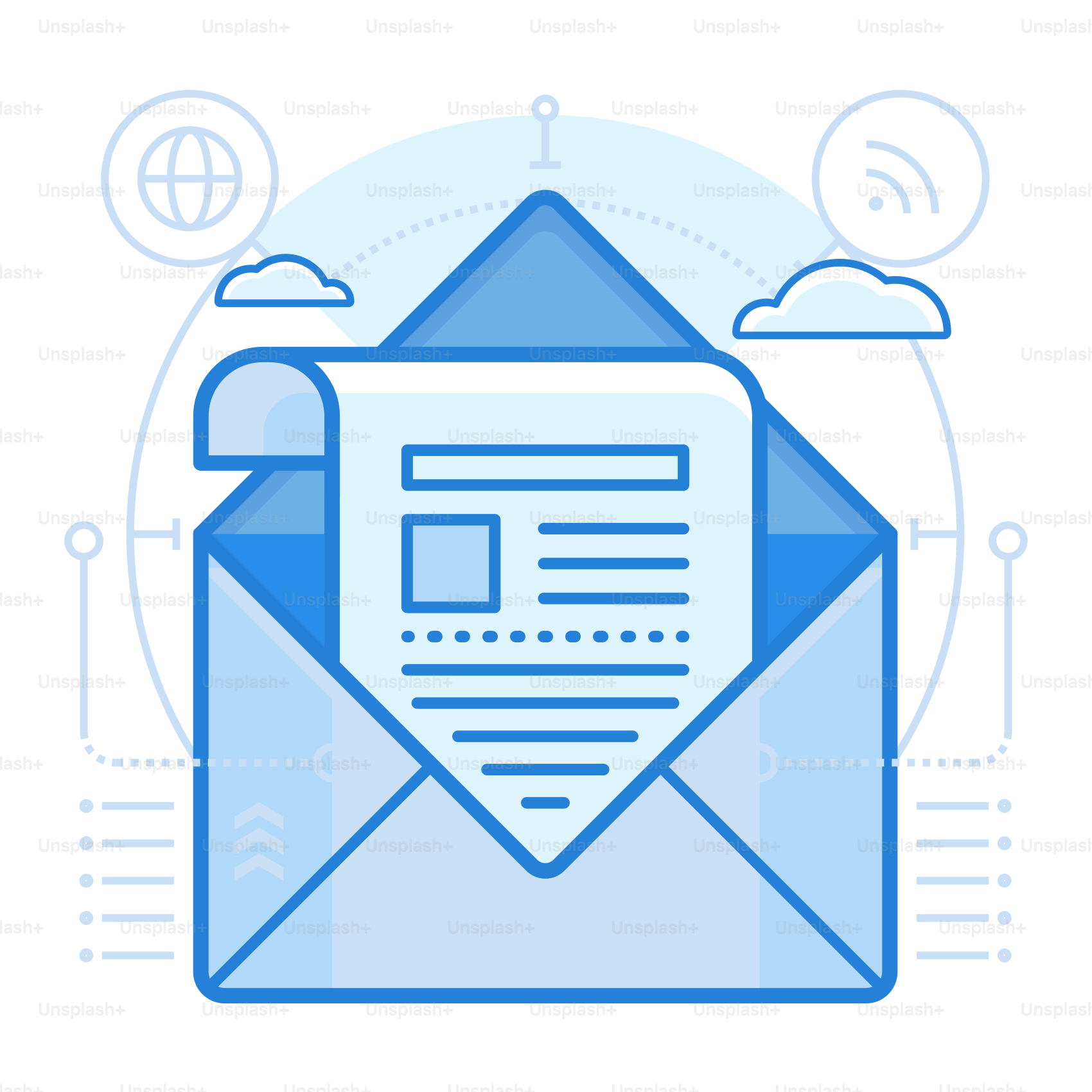 Ein blauer Umschlag mit der Aufschrift E-Mail-Marketing darauf