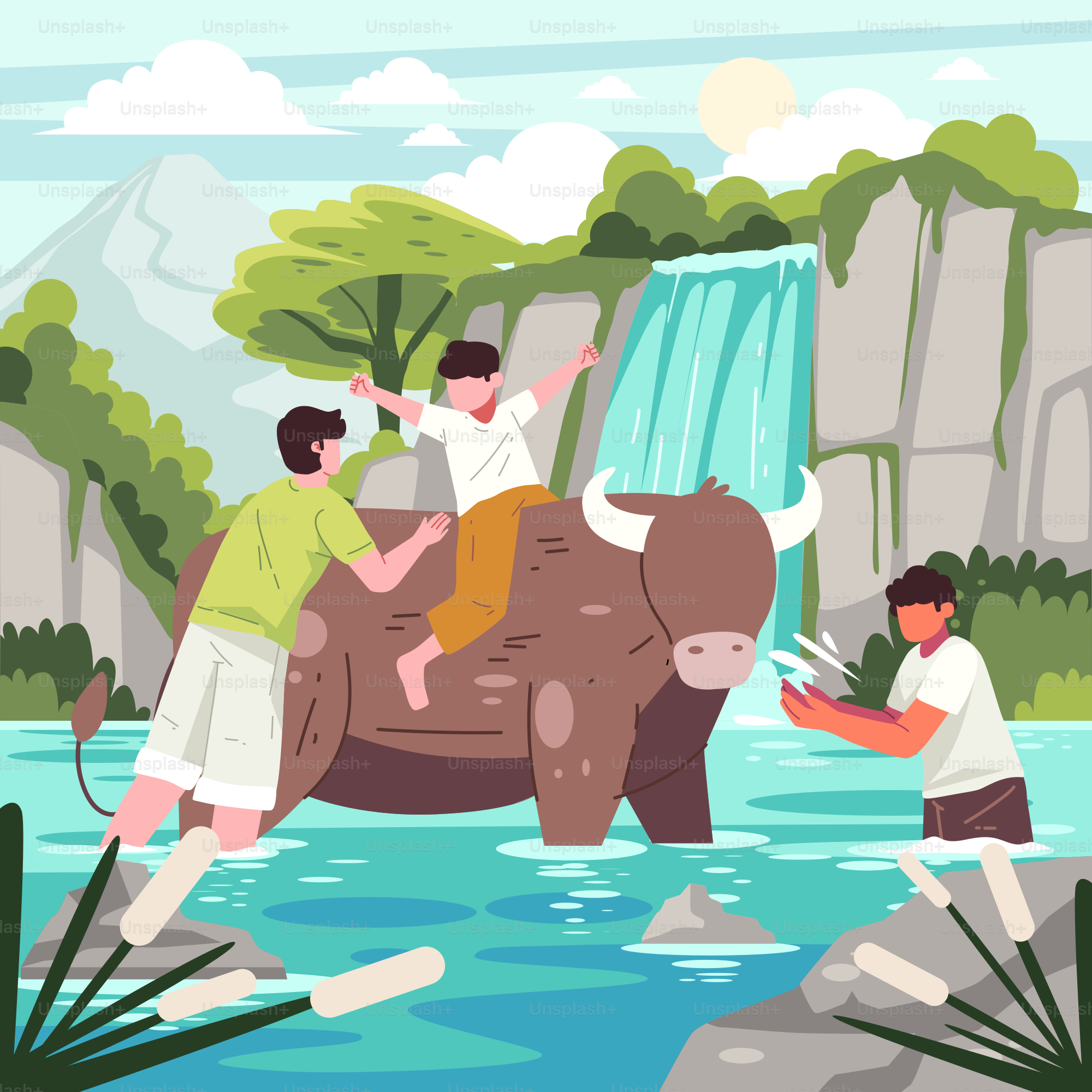 A group of people riding on the back of an elephant