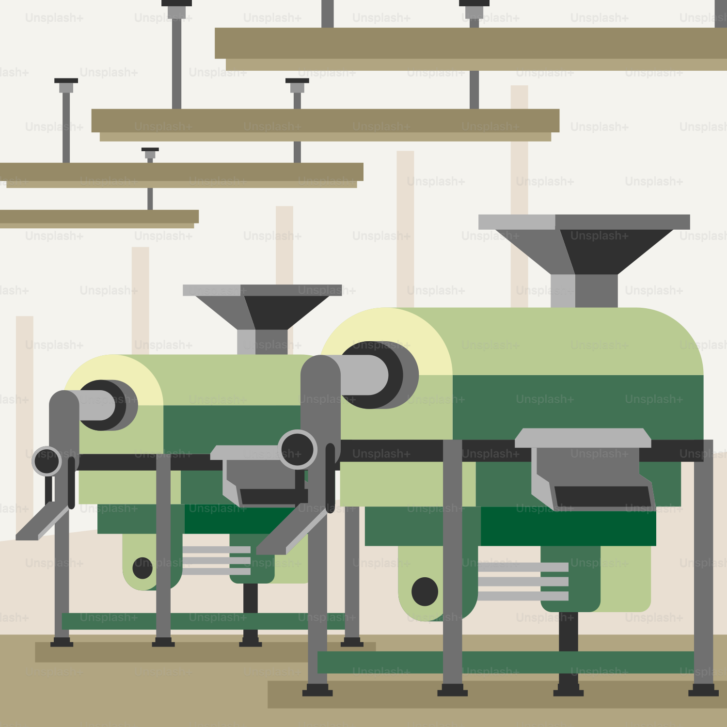 A group of machines sitting next to each other