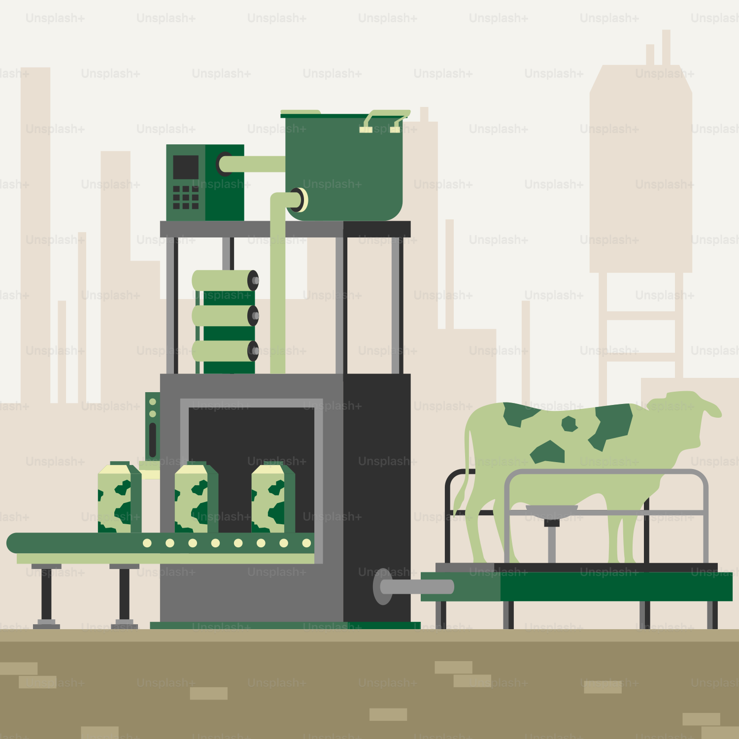 A cow standing next to a pile of money