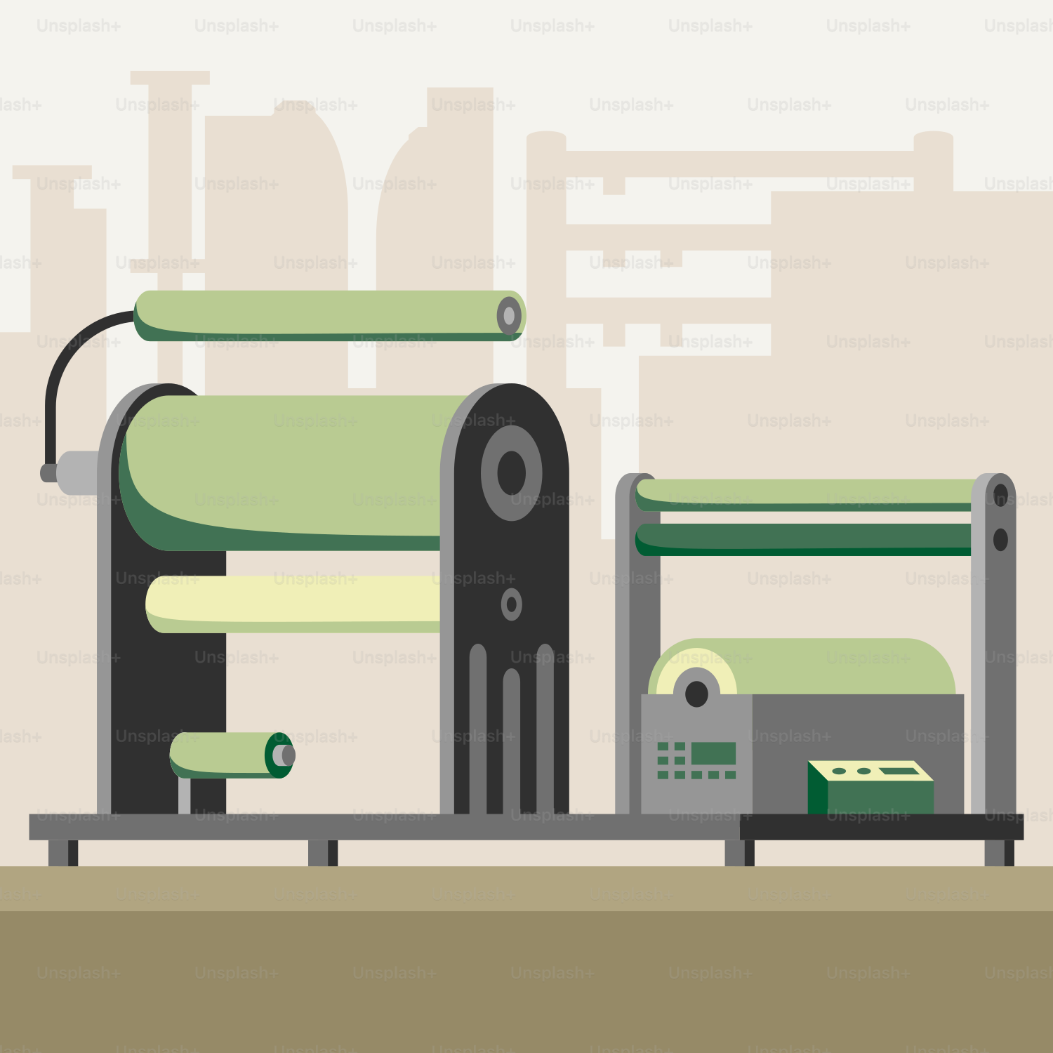 A couple of machines sitting on top of a table