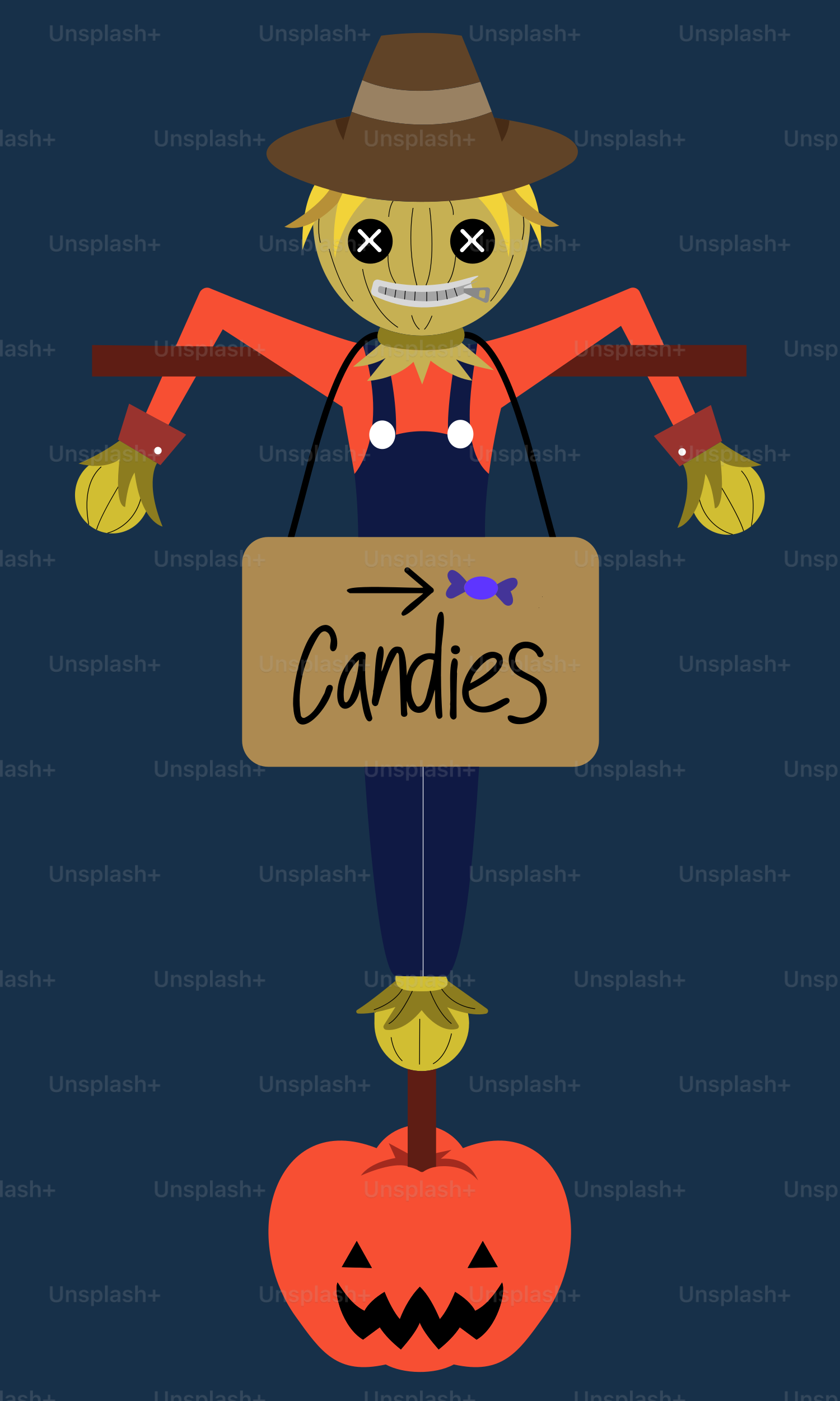 A cartoon character holding a sign that says candles