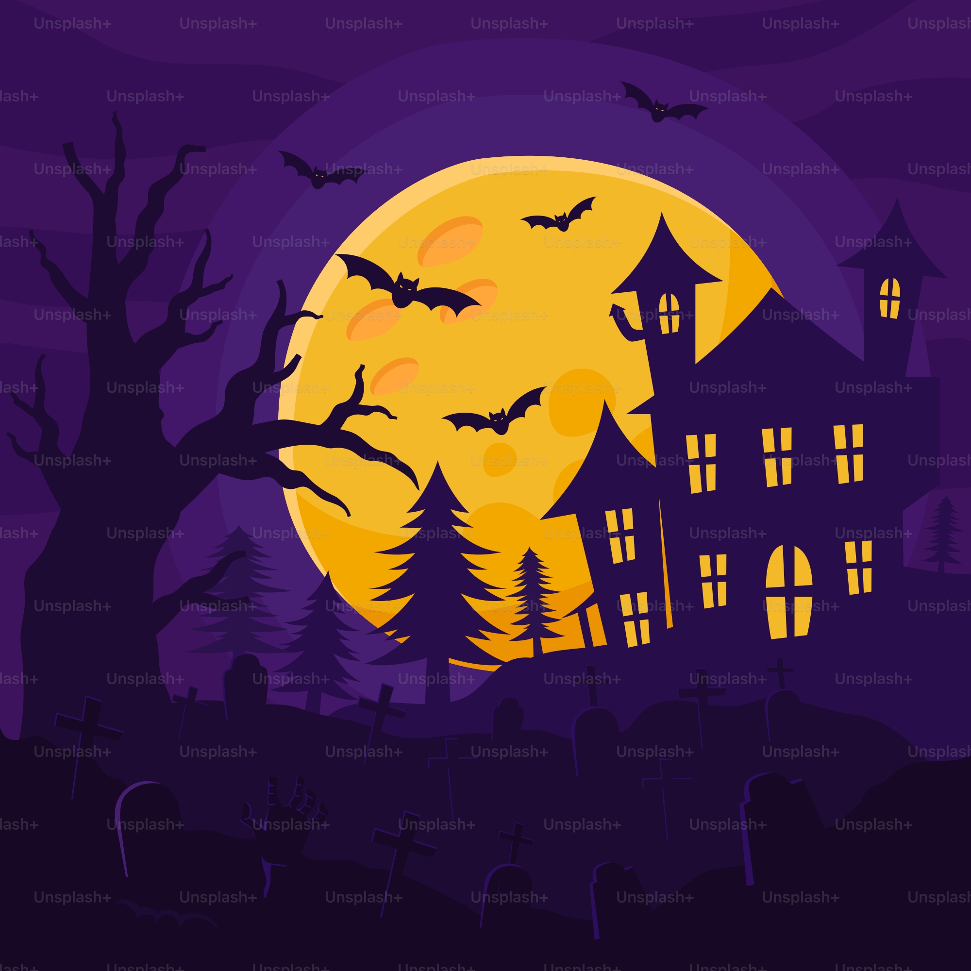 Una escena de Halloween con luna llena de fondo vector – Imagen de Cielo  nocturno en Unsplash, image size:3000x3000