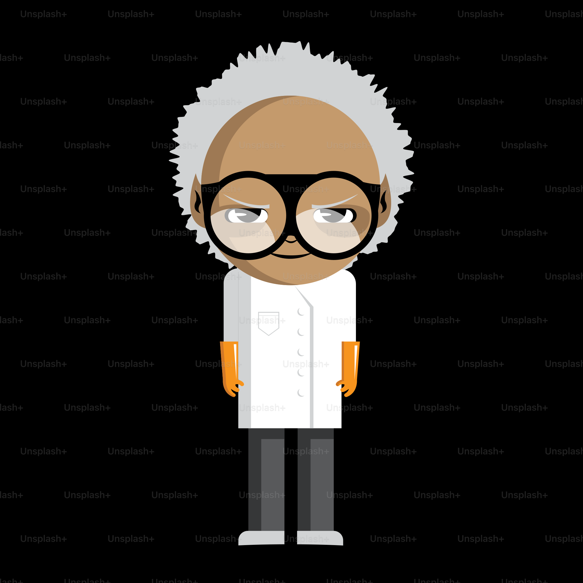 An old man wearing glasses and a white coat