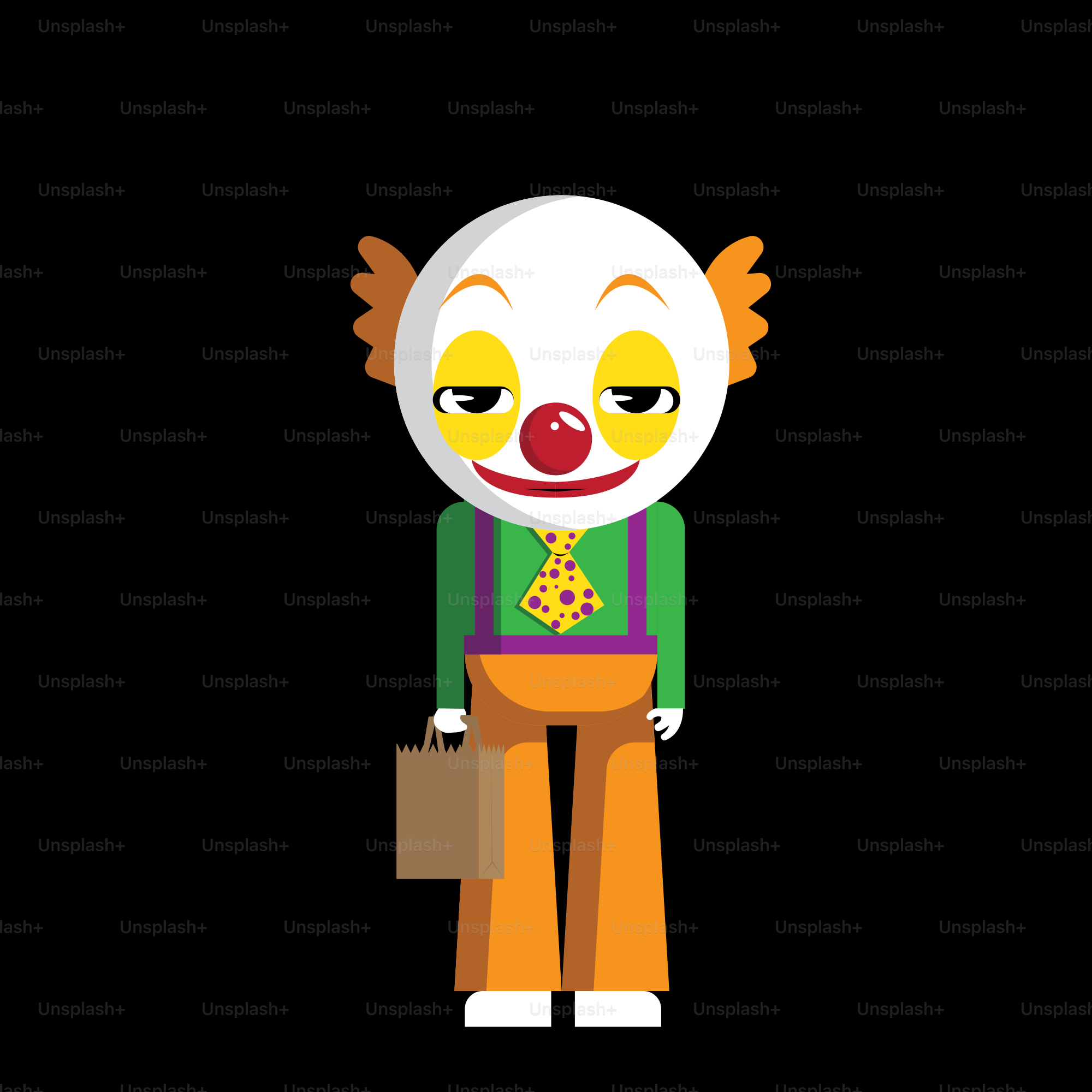 A picture of a clown with a suit and tie