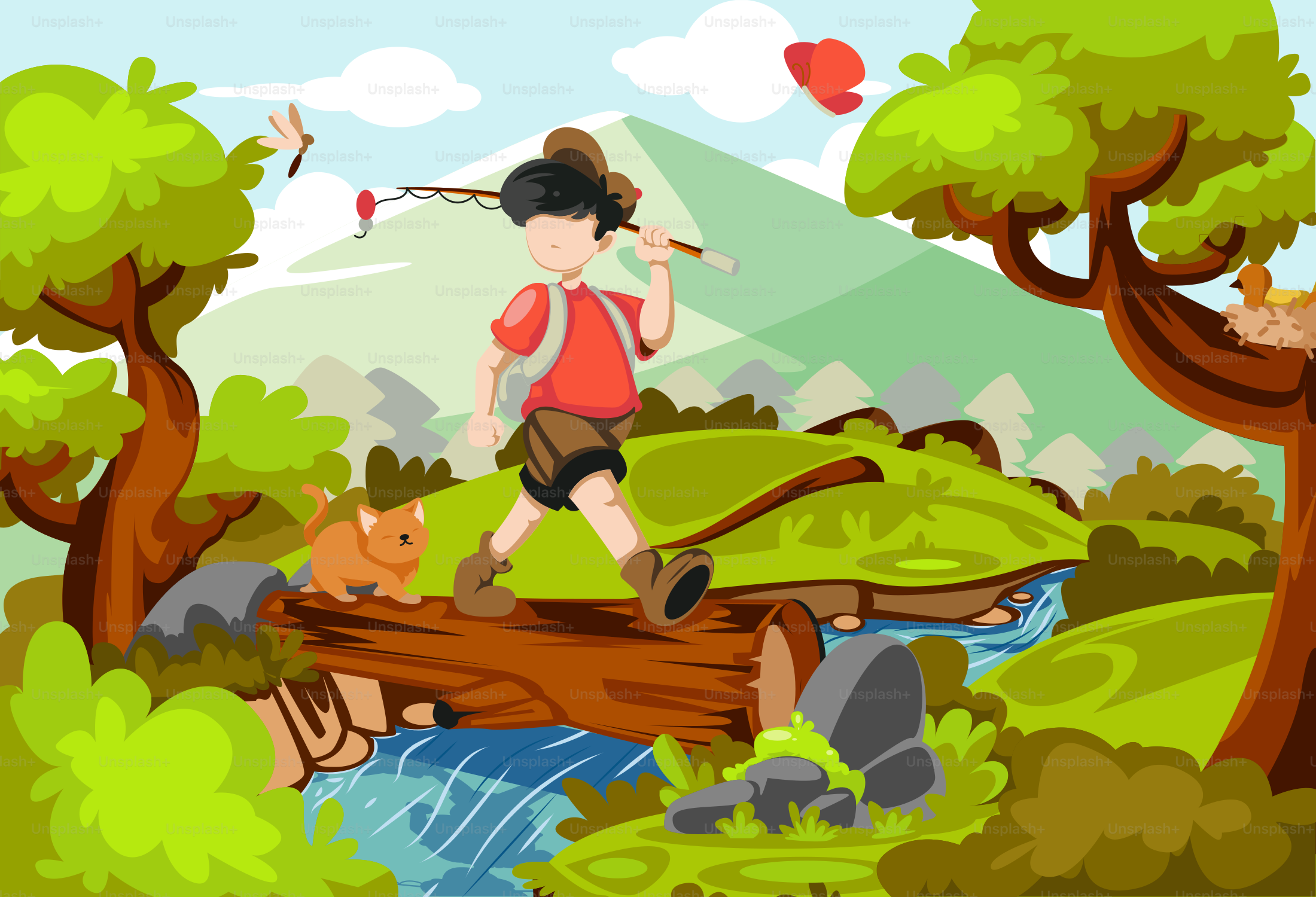 A woman running across a bridge over a river