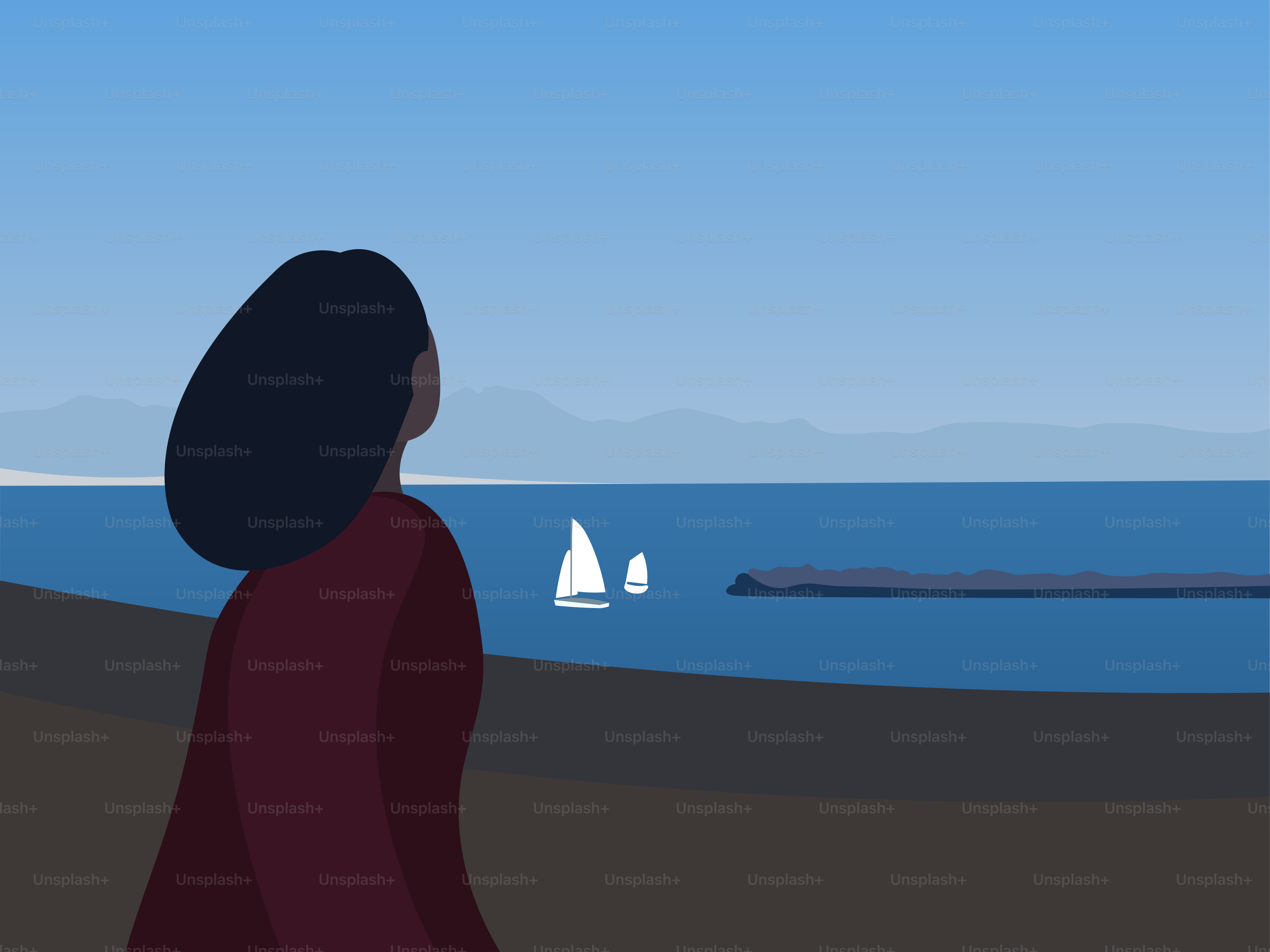 Une femme debout sur une plage, regardant l’océan