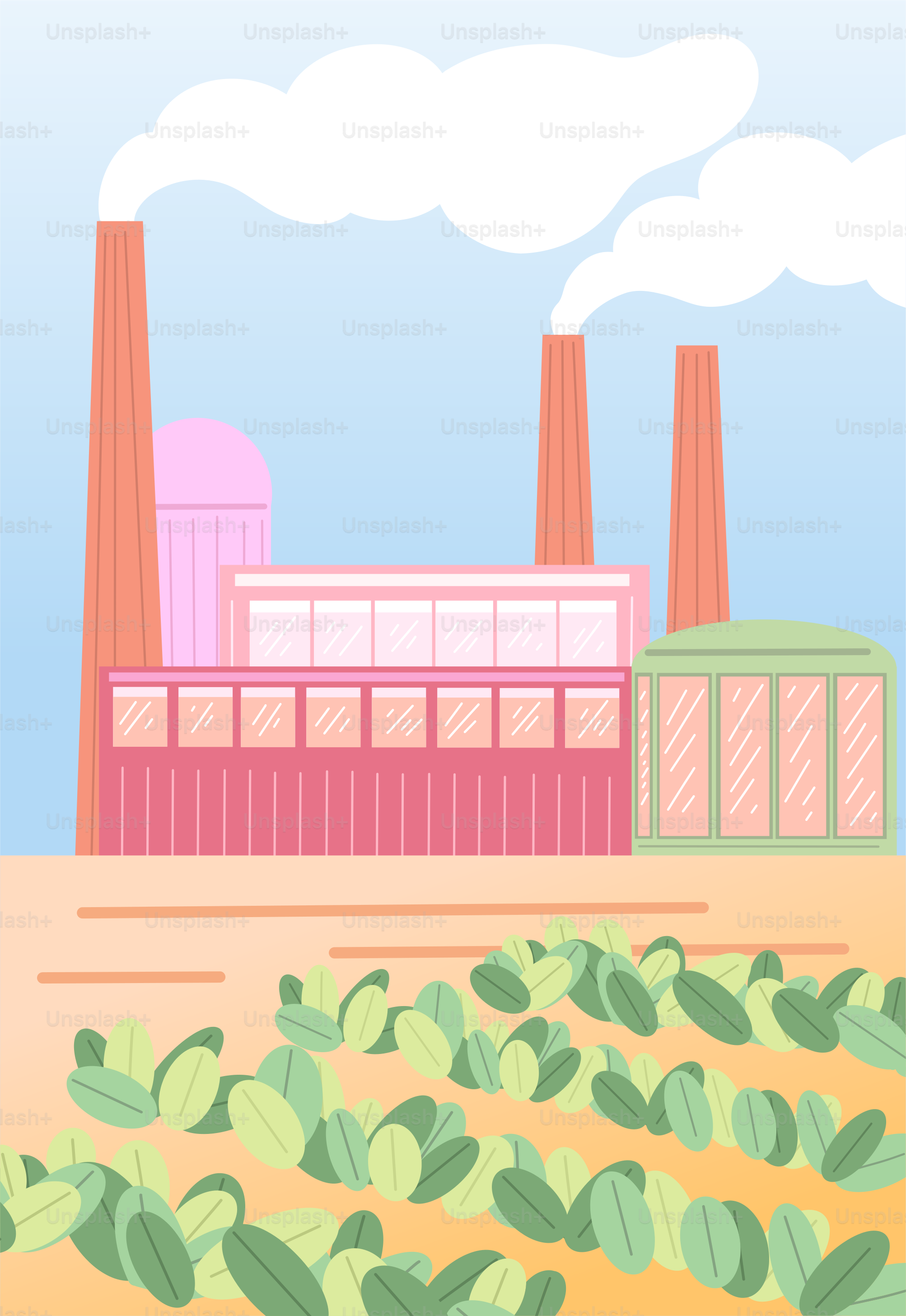 Uma foto de uma fábrica com fundo de céu