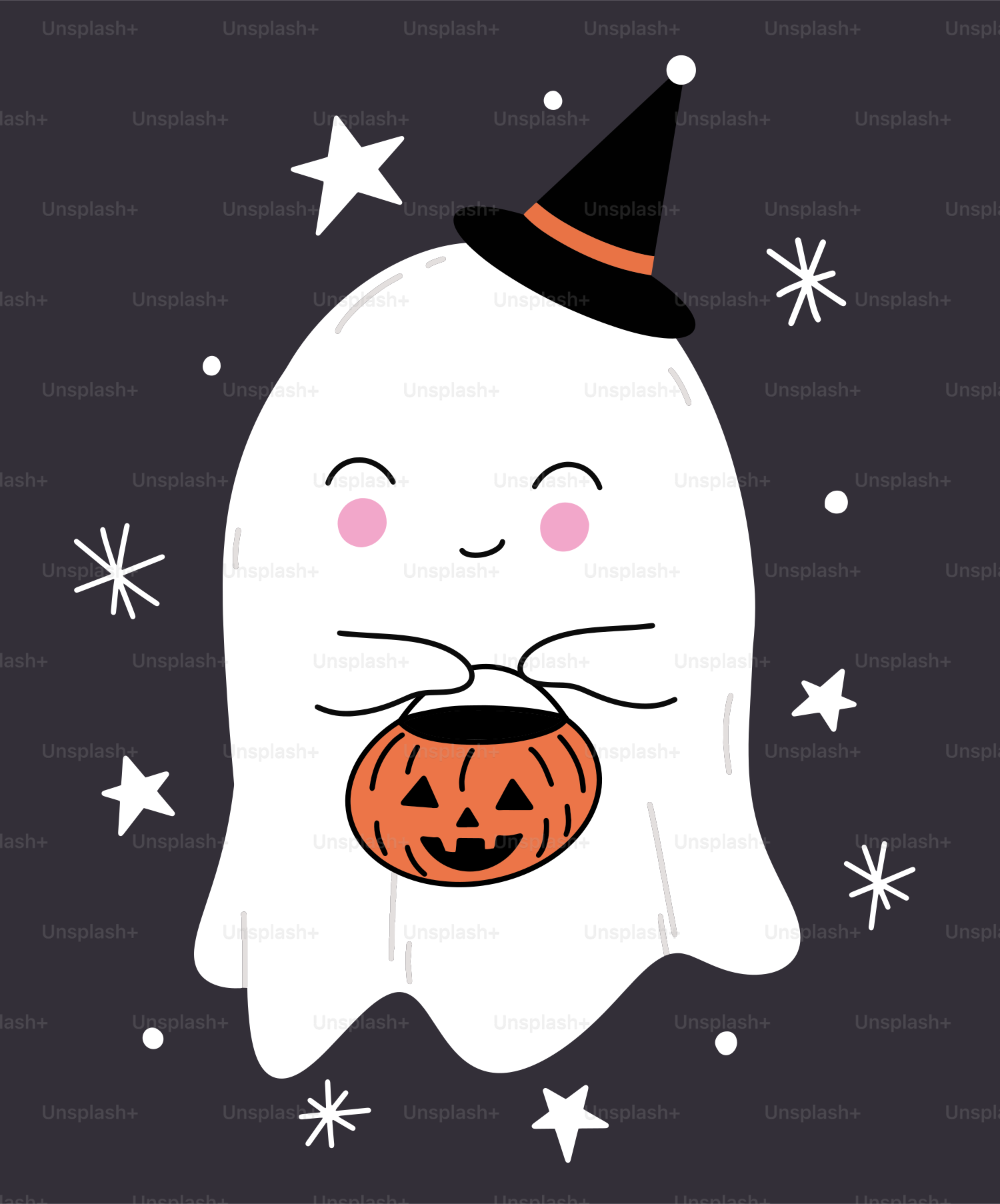 Un fantôme avec une citrouille dans la bouche vectoriel – Image de  Illustration sur Unsplash, image size:3000x3612