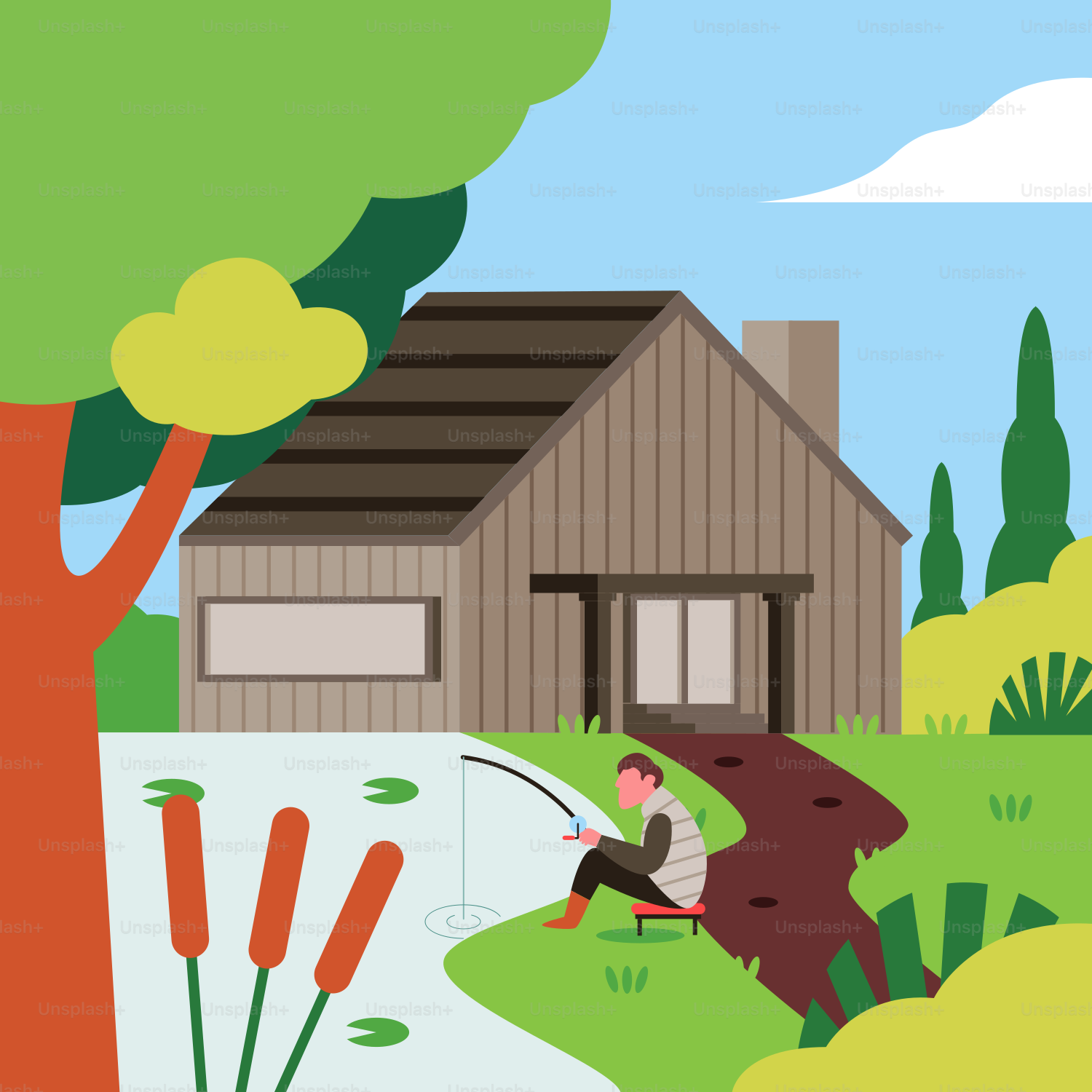 A man sitting on a bench in front of a tree