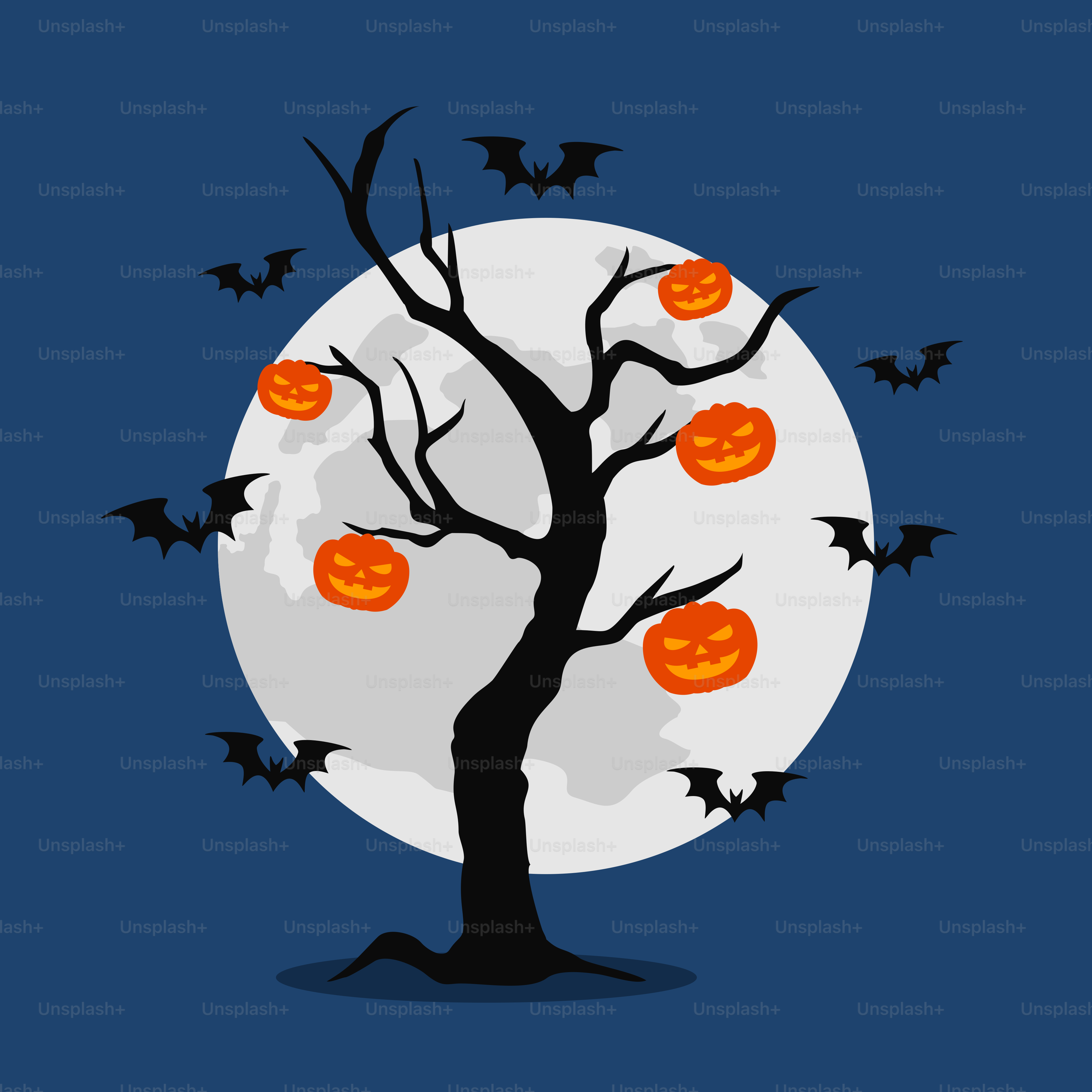 보름달 앞에 호박이 달린 나무 벡터 – Unsplash의 배경 이미지, image size:3000x3000