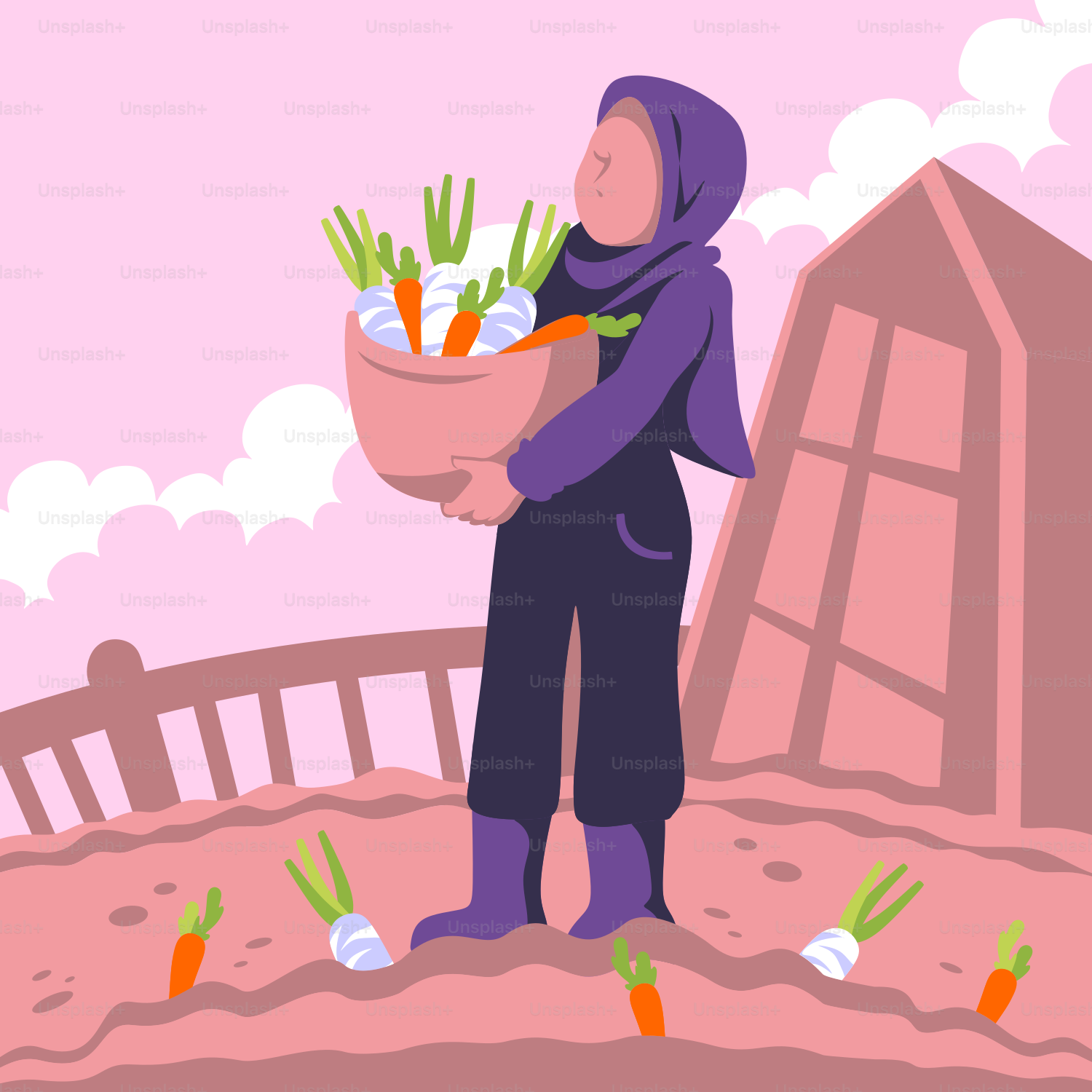 Seorang wanita memegang mangkuk penuh wortel