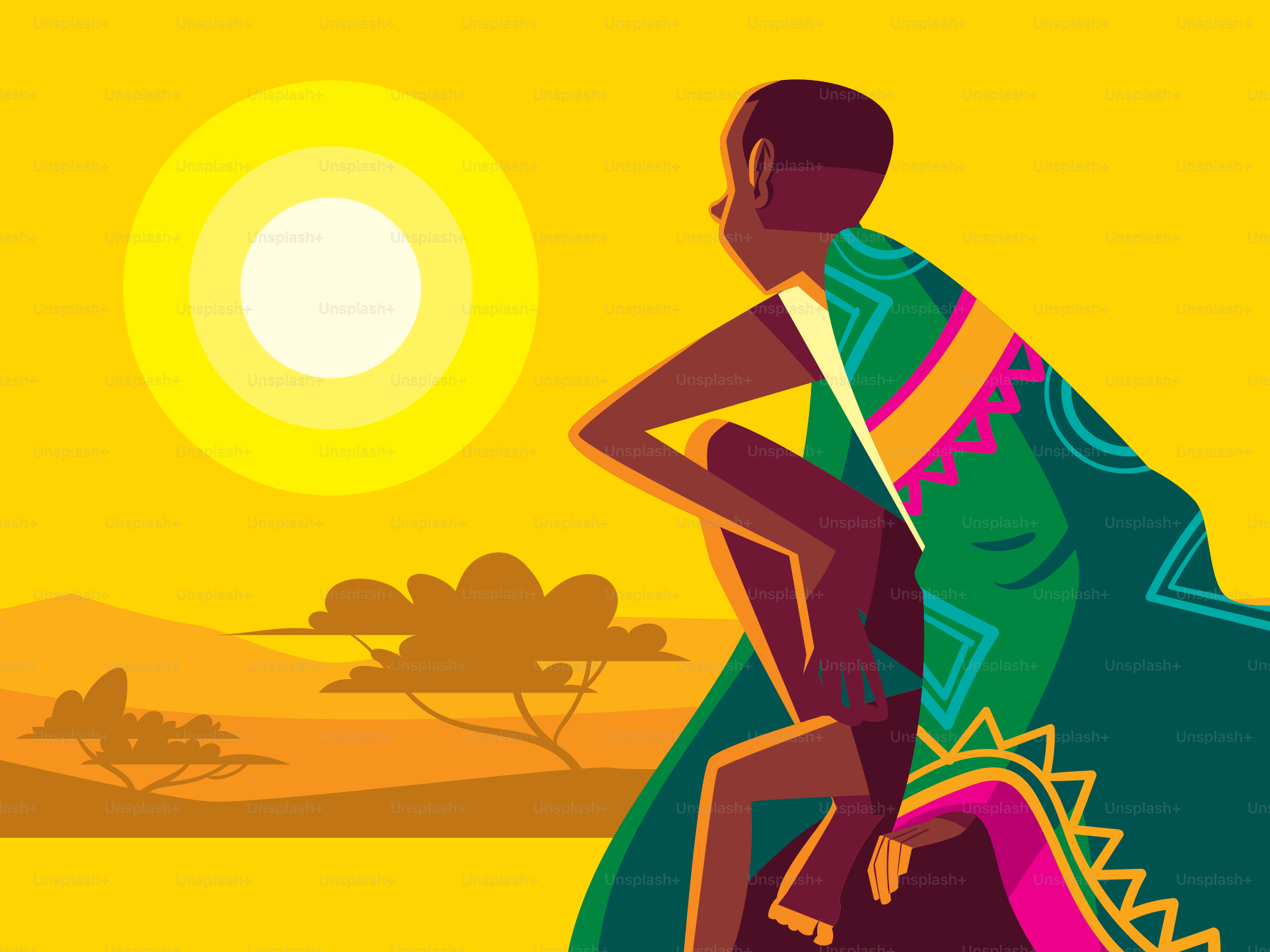 A woman in a colorful dress is dancing